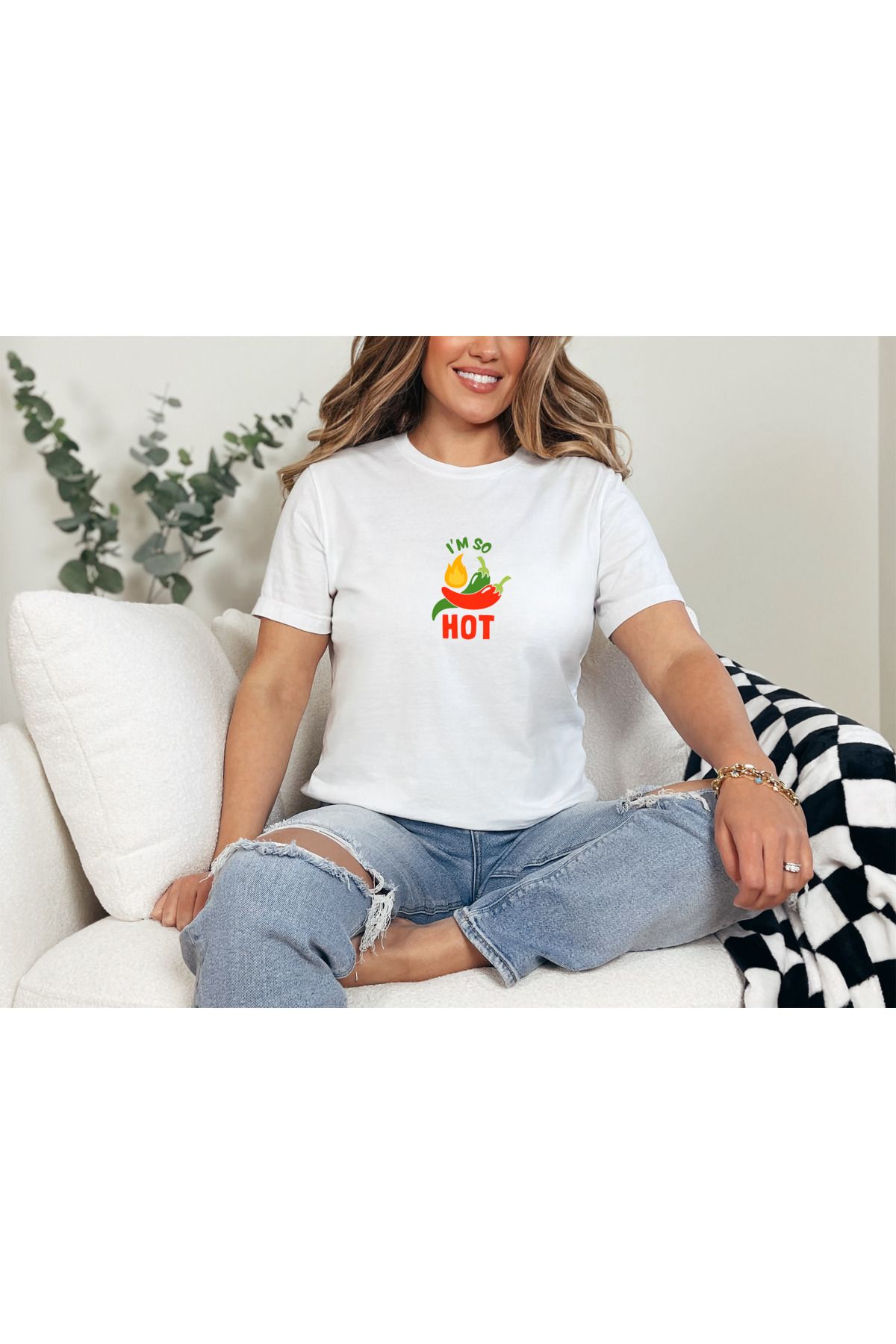 GHAND I M SO HOT Baskılı trend Unısex Normal Kalıp T-Shirt