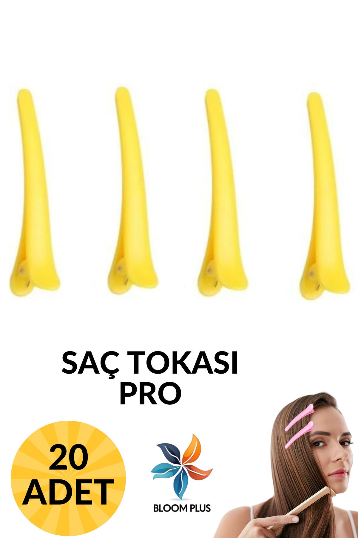 bloomplus Sarı Renk Saç Tokası Klips Topuz Tokası