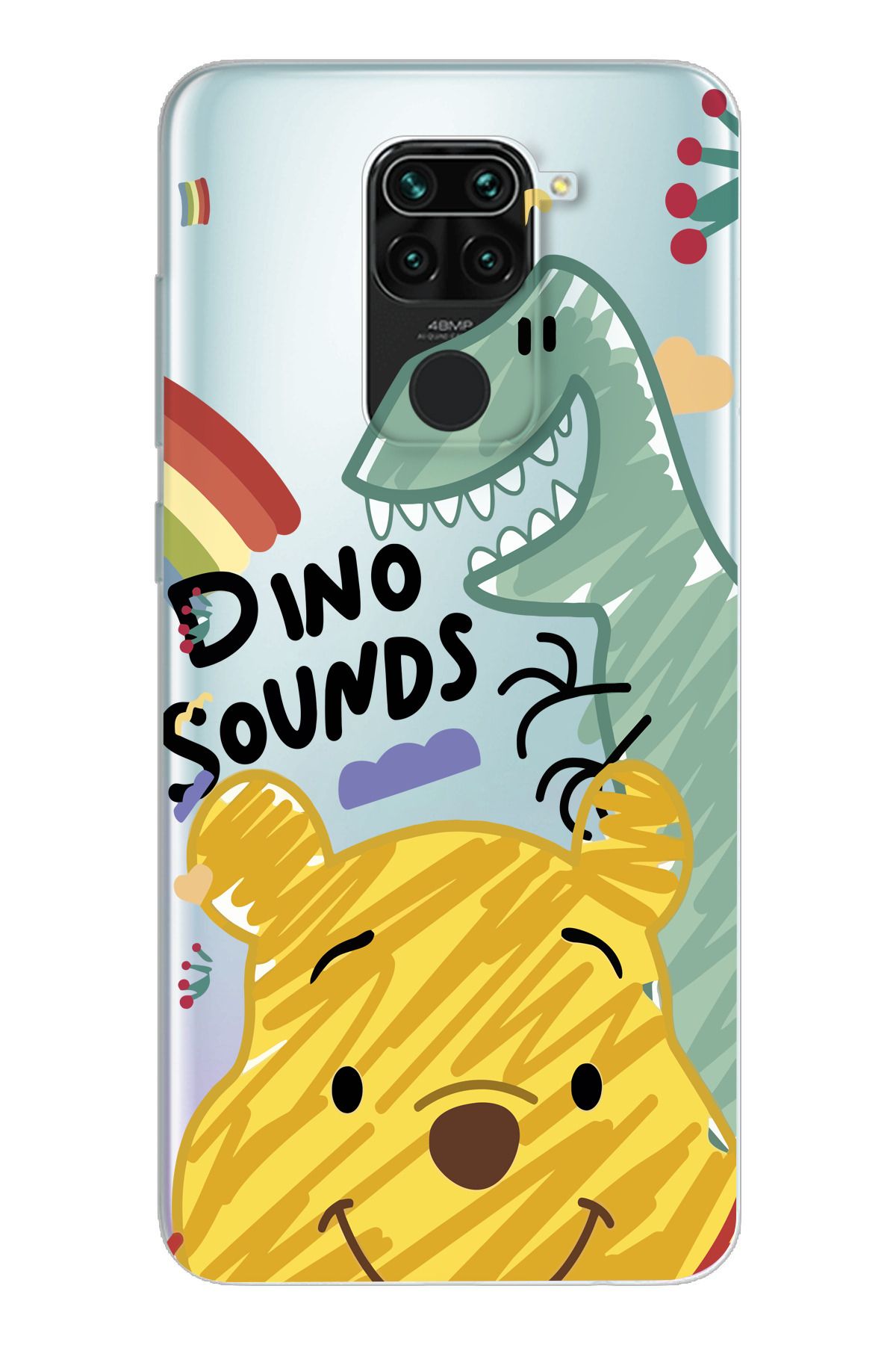 moonset Xiaomi Redmi Note 9 Uyumlu Winnie Tasarımlı Baskılı Şeffaf Telefon Kılıfı