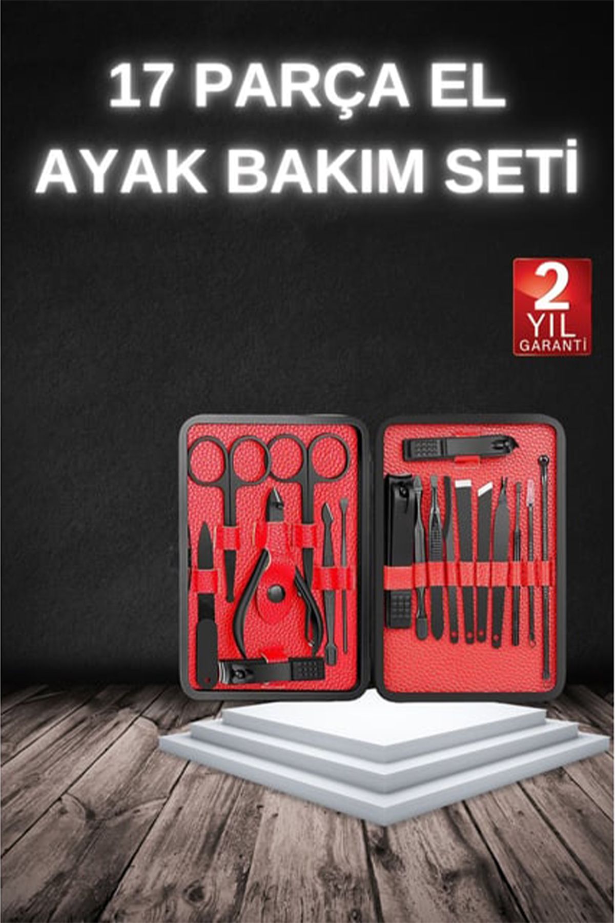CİYU TİCARET Deri çantalı 17 parça profesyonel manikür pedikür seti kaliteli ve sağlam manikür seti