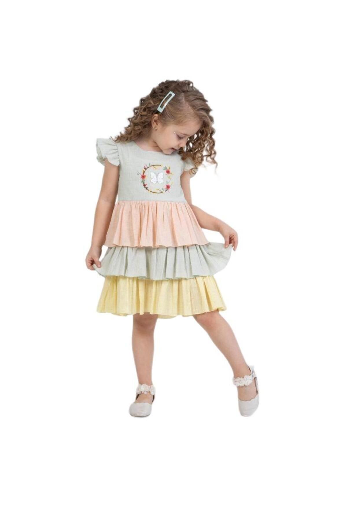 BAGLAN Kız Çocuk Fırfırlı Elbise BGL-ST04443