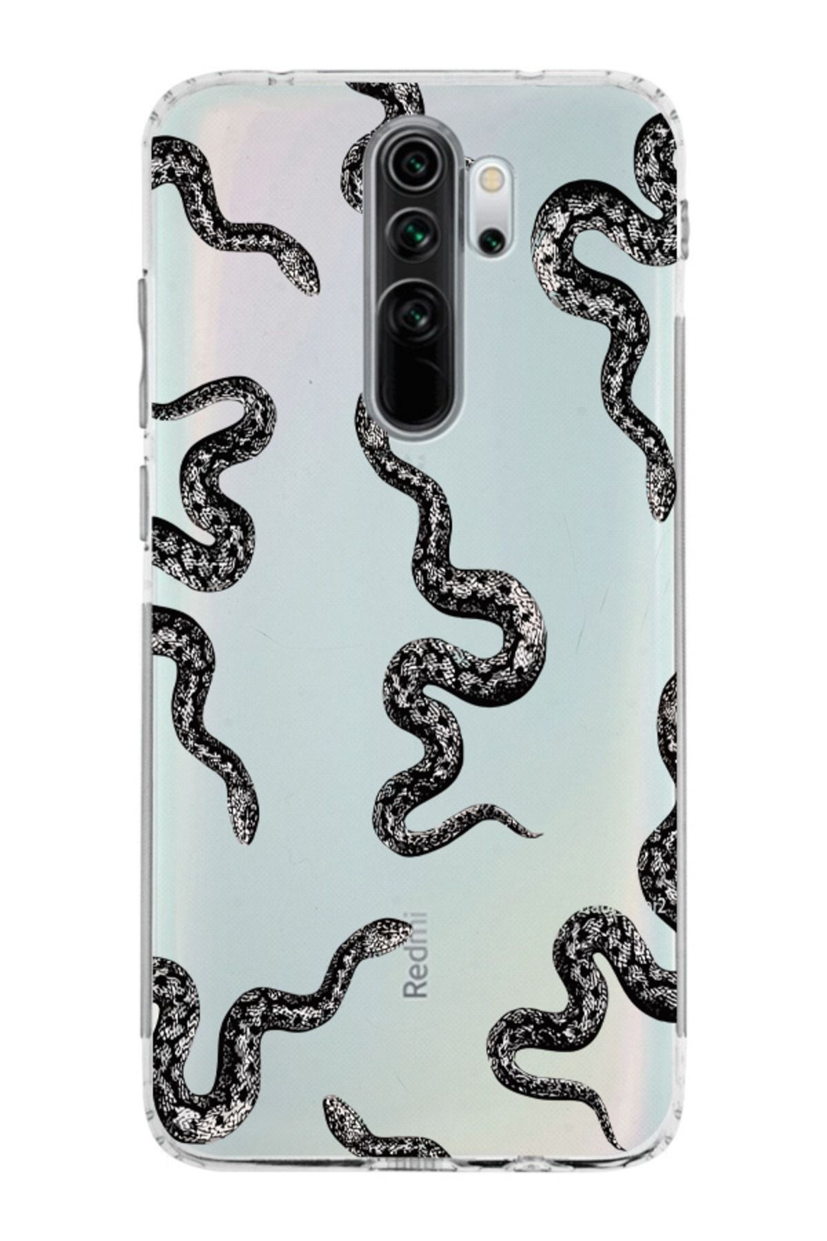 moonset Xiaomi Redmi Note 8 Pro Uyumlu Yılan Tasarımlı Baskılı Şeffaf Telefon Kılıfı