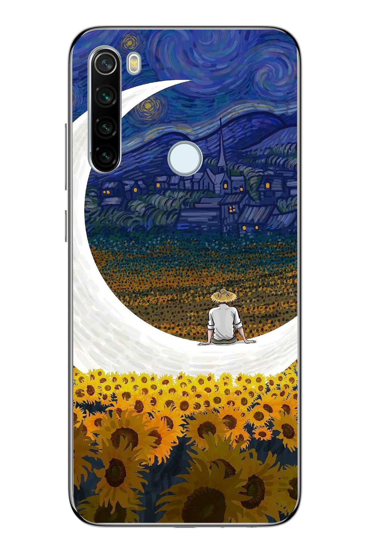 moonset Xiaomi Redmi Note 8 Uyumlu Van Gogh Tasarımlı Baskılı Şeffaf Telefon Kılıfı