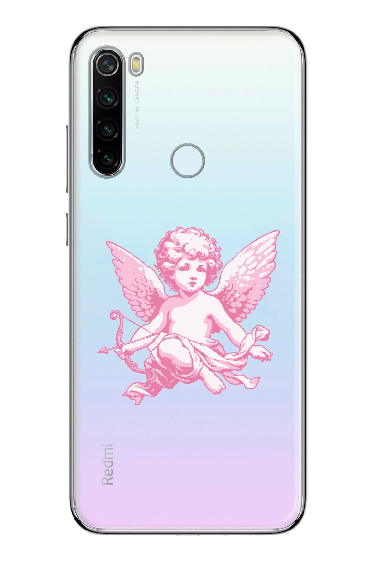 moonset Xiaomi Redmi Note 8 Uyumlu Melek Tasarımlı Baskılı Şeffaf Telefon Kılıfı