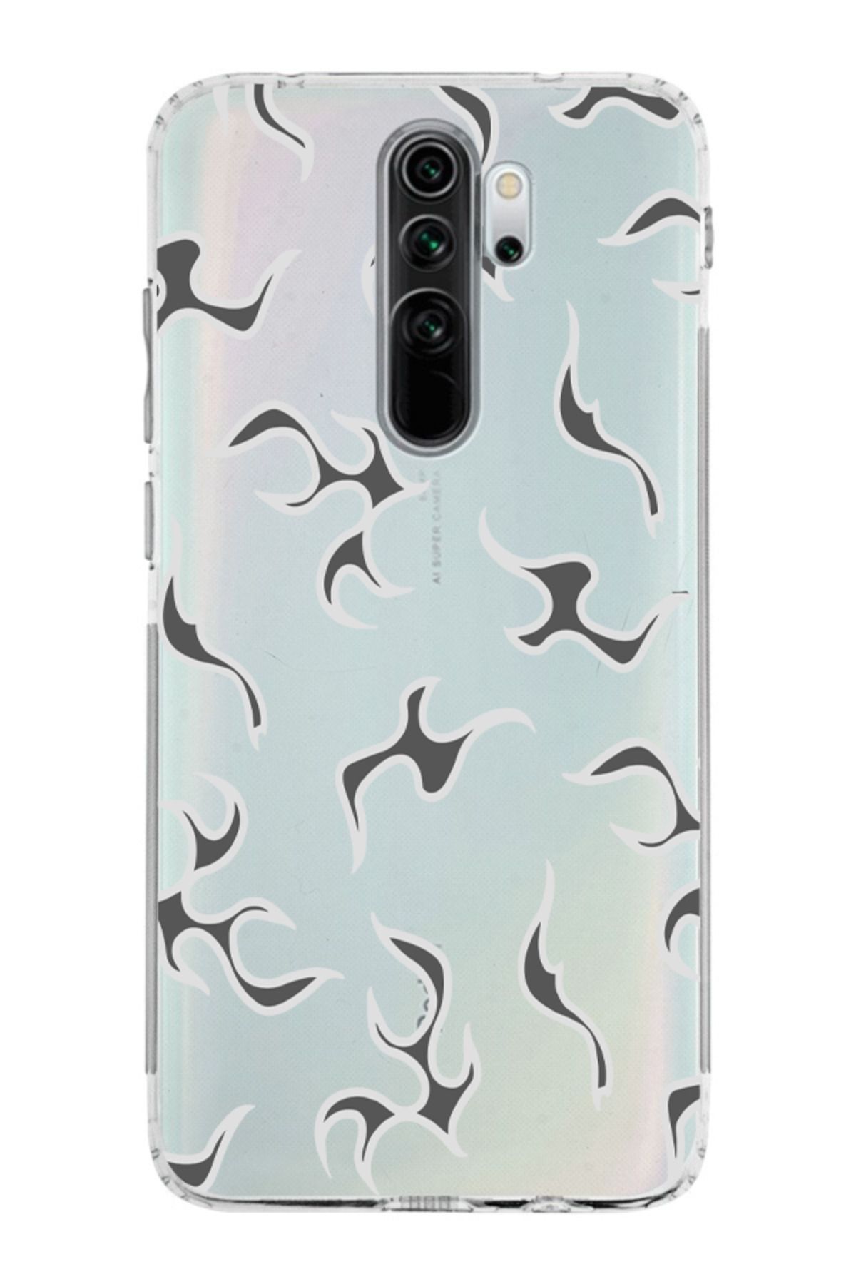 moonset Xiaomi Redmi Note 8 Pro Uyumlu Şimşek Tasarımlı Baskılı Şeffaf Telefon Kılıfı