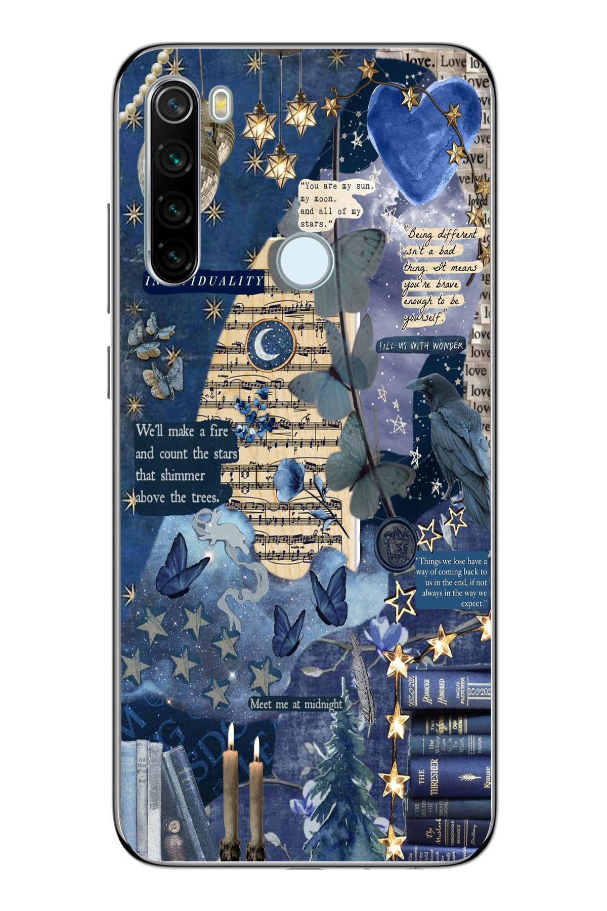 moonset Xiaomi Redmi Note 8 Uyumlu Kolaj Tasarımlı Baskılı Şeffaf Telefon Kılıfı