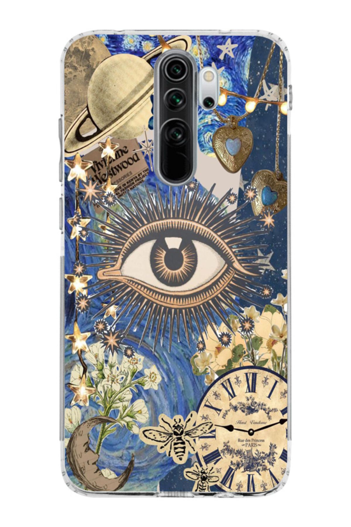 moonset Xiaomi Redmi Note 8 Pro Uyumlu Göz Tasarımlı Baskılı Şeffaf Telefon Kılıfı