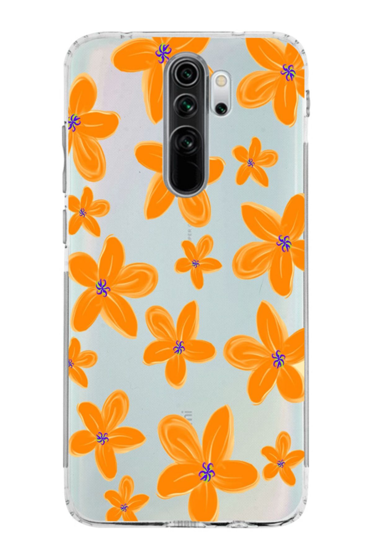 moonset Xiaomi Redmi Note 8 Pro Uyumlu Çiçek Tasarımlı Baskılı Şeffaf Telefon Kılıfı
