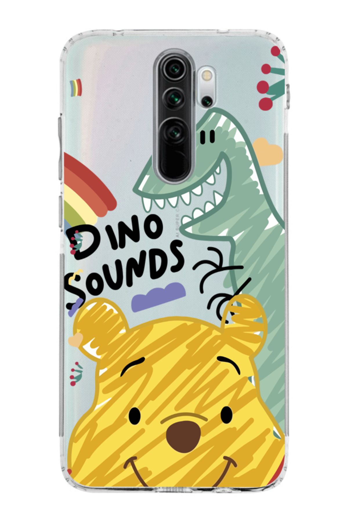 moonset Xiaomi Redmi Note 8 Pro Uyumlu Winnie Tasarımlı Baskılı Şeffaf Telefon Kılıfı