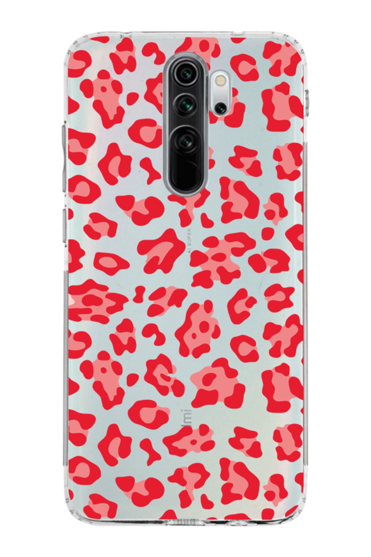 moonset Xiaomi Redmi Note 8 Pro Uyumlu Leopar Desen Tasarımlı Baskılı Şeffaf Telefon Kılıfı