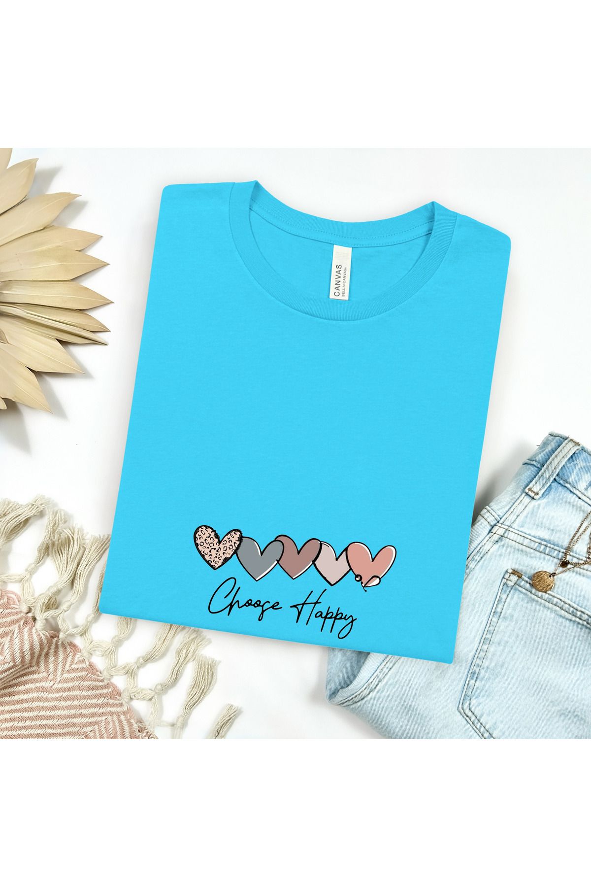 GHAND CHOOSE HAPPY Baskılı trend Unısex Normal Kalıp T-Shirt