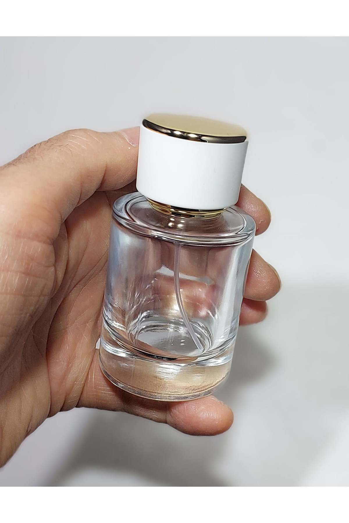 Durucam Cam Sprey Kolonya Parfüm Şişesi 50 ml -Boş Şişe 10 Adet beyaz gold renk sprey kolay kapama