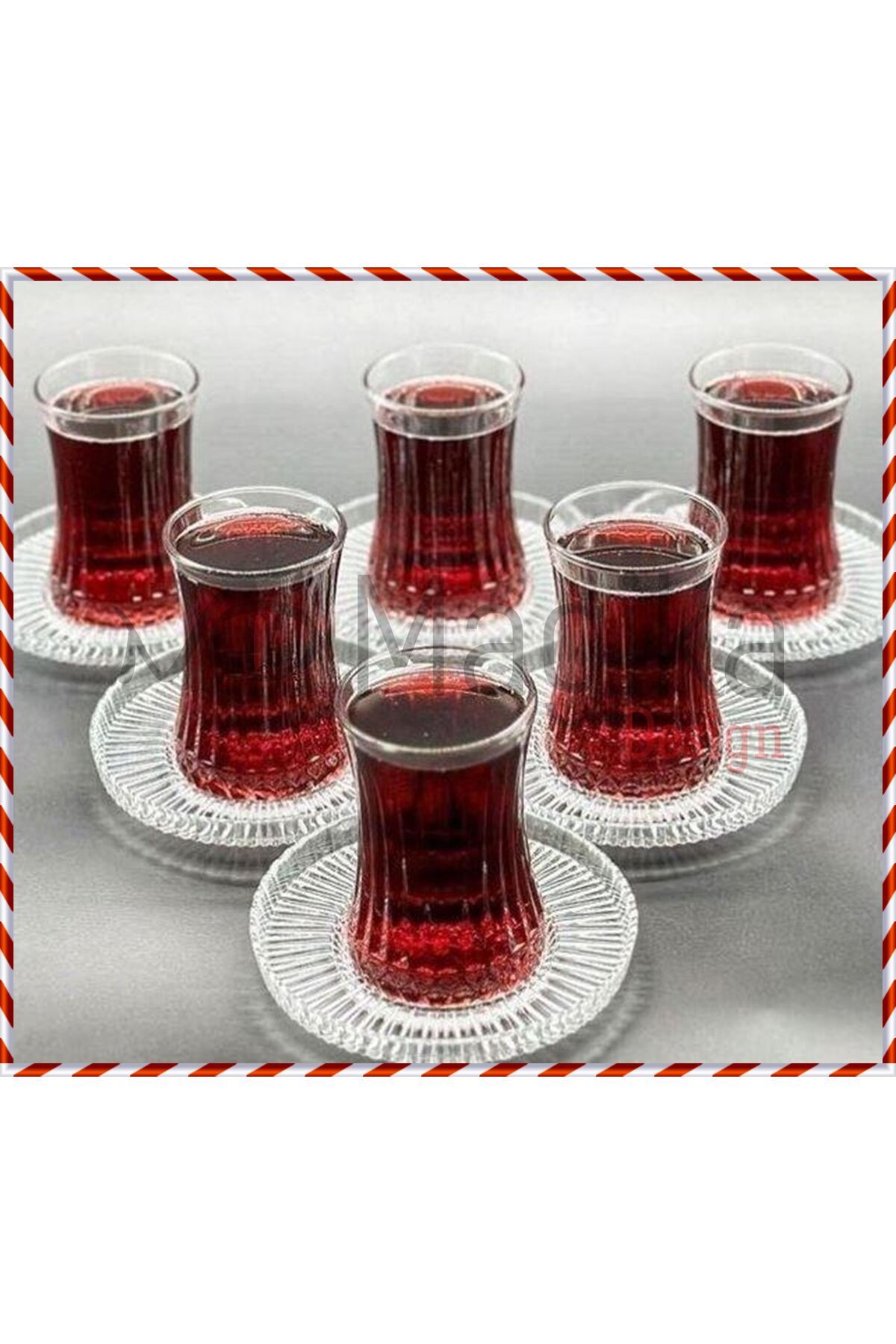 Magika Design PB 42901 Elysia 12 Parça Çay Bardağı Takımı, 6 Bardak ve 6 Bardak Altlığı Takımı, 170 cc