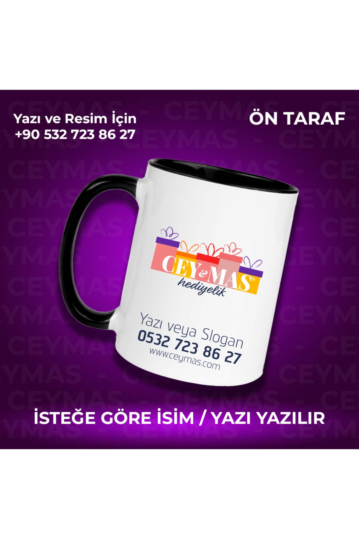 Ceymas Hediyelik Firmalara Özel Logo Baskılı Renkli Kupa Bardak