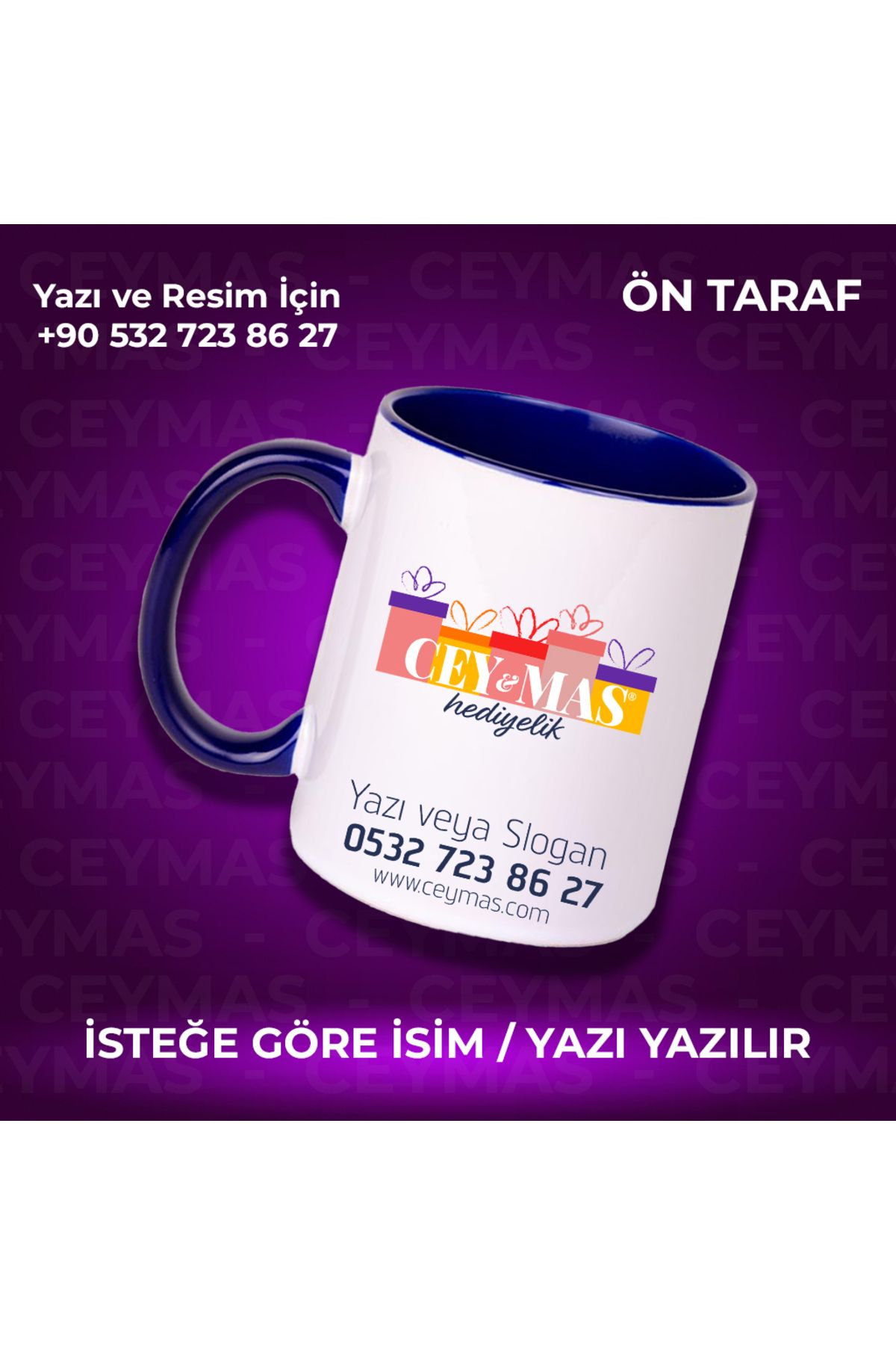 Ceymas Hediyelik Firmalara Özel Logo Baskılı Renkli Kupa Bardak
