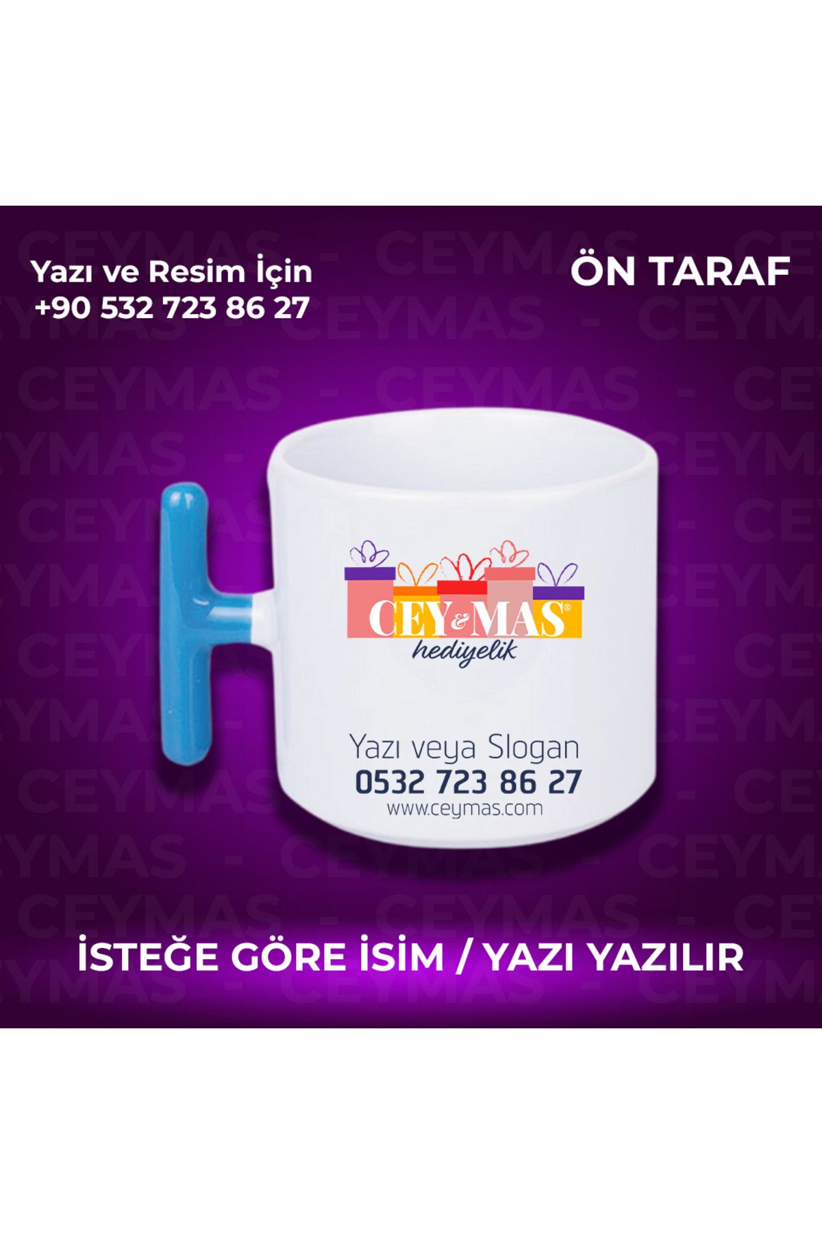 Ceymas Hediyelik Firmalara Özel Logo Baskılı Renkli Kupa Bardak