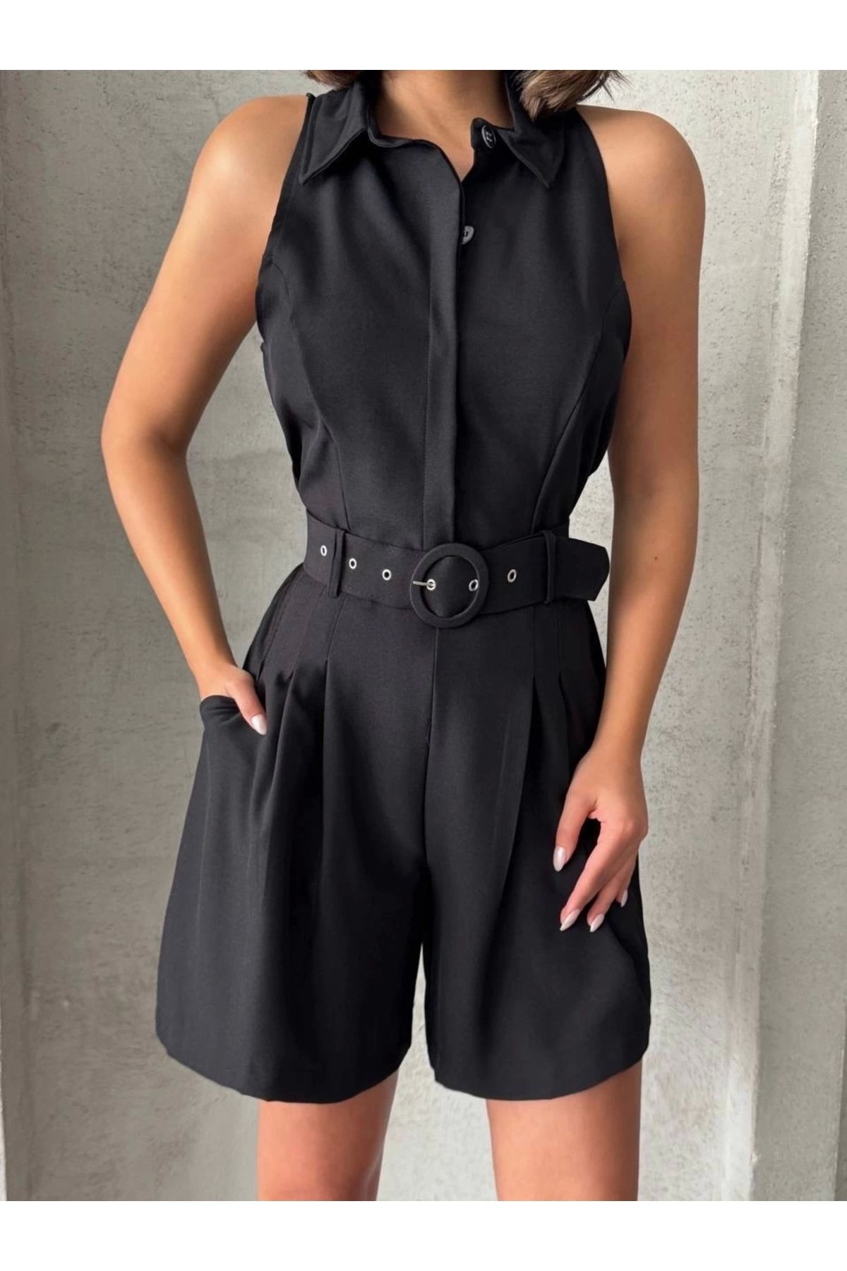 ufukmoda Yakalı şort tulum