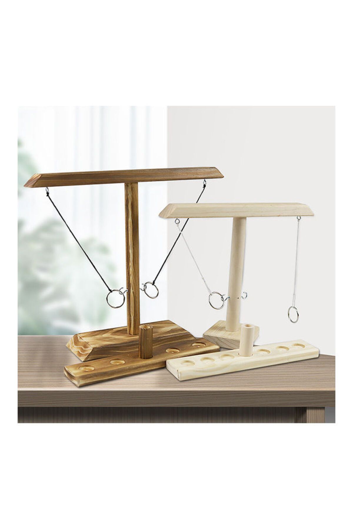 Generic-Hook And Ring Toss, A Handcrafted Wooden Tabletop Fast Paced Interactive Handheld Board Game 6