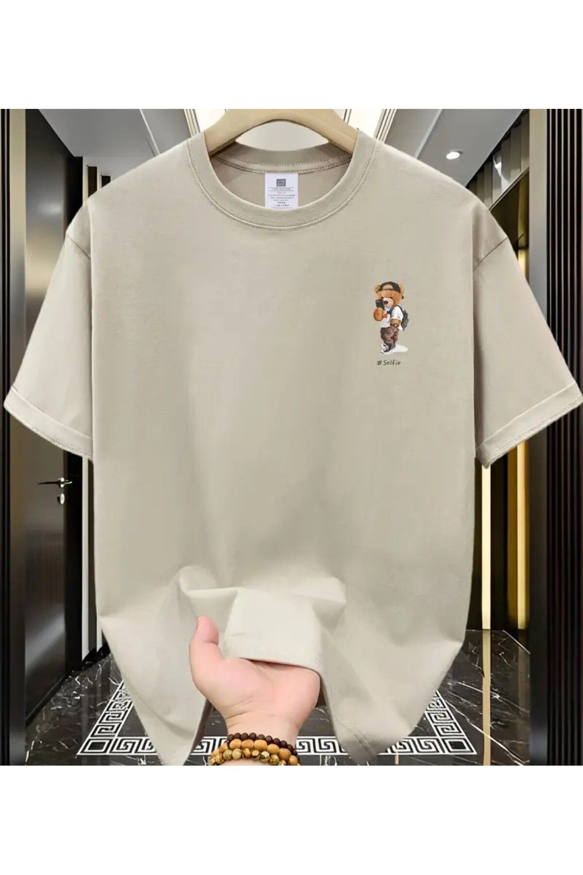 trend selection Minimal Ayıcık Baskılı, Oversize, Bisiklet Yaka, Kadın T-shirt