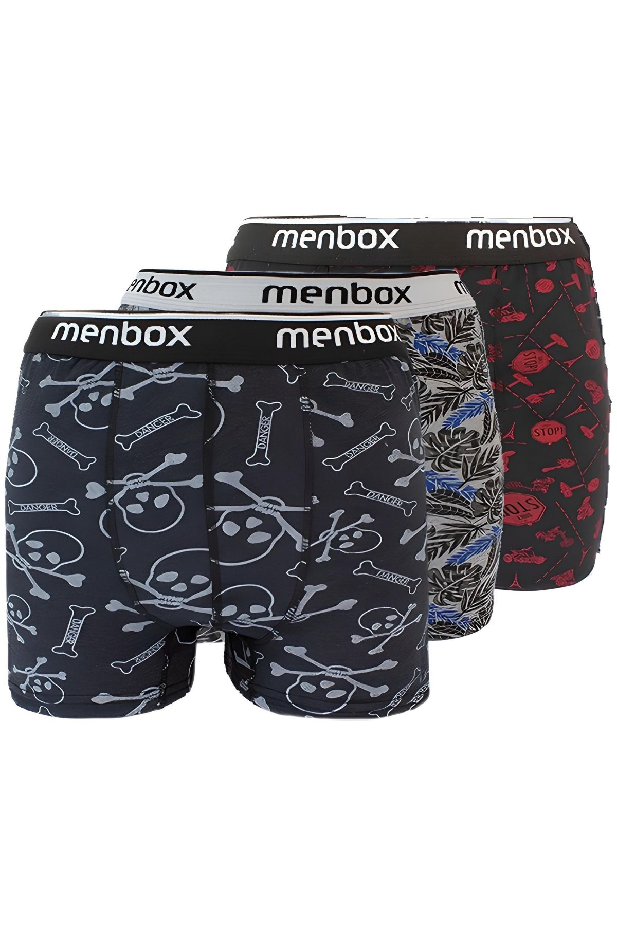 Shop58 3 Adet Likralı Erkek Boxer Karışık Desenli Pamuklu