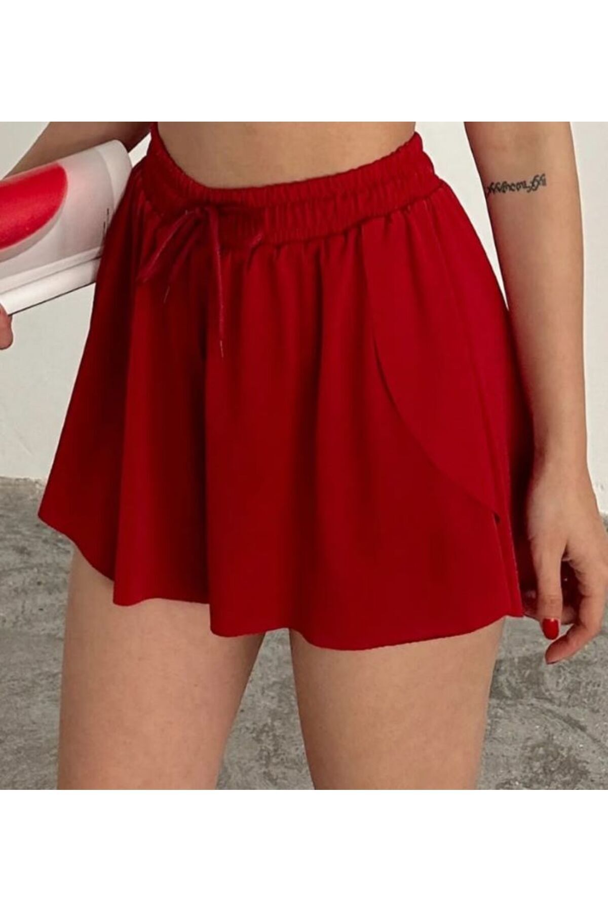 Zeliza Moda Evi Bol Kesim Beli Latikli İçi Taytlı Spor Kadın Şort Etek.Tenis Etek