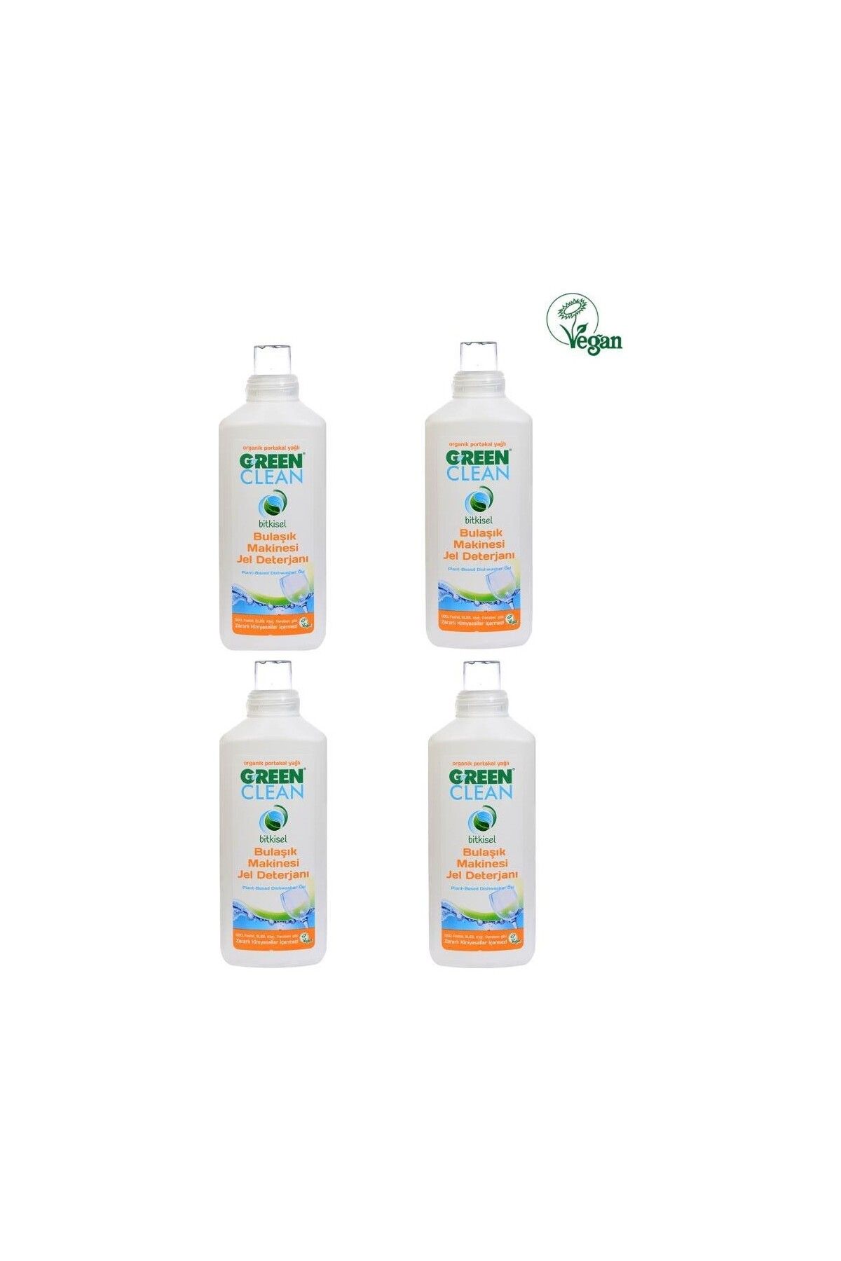Green Clean Bitkisel Portakal Yağlı Bulaşık Makinesi Jel Deterjanı 1000ML 4 Lu Set