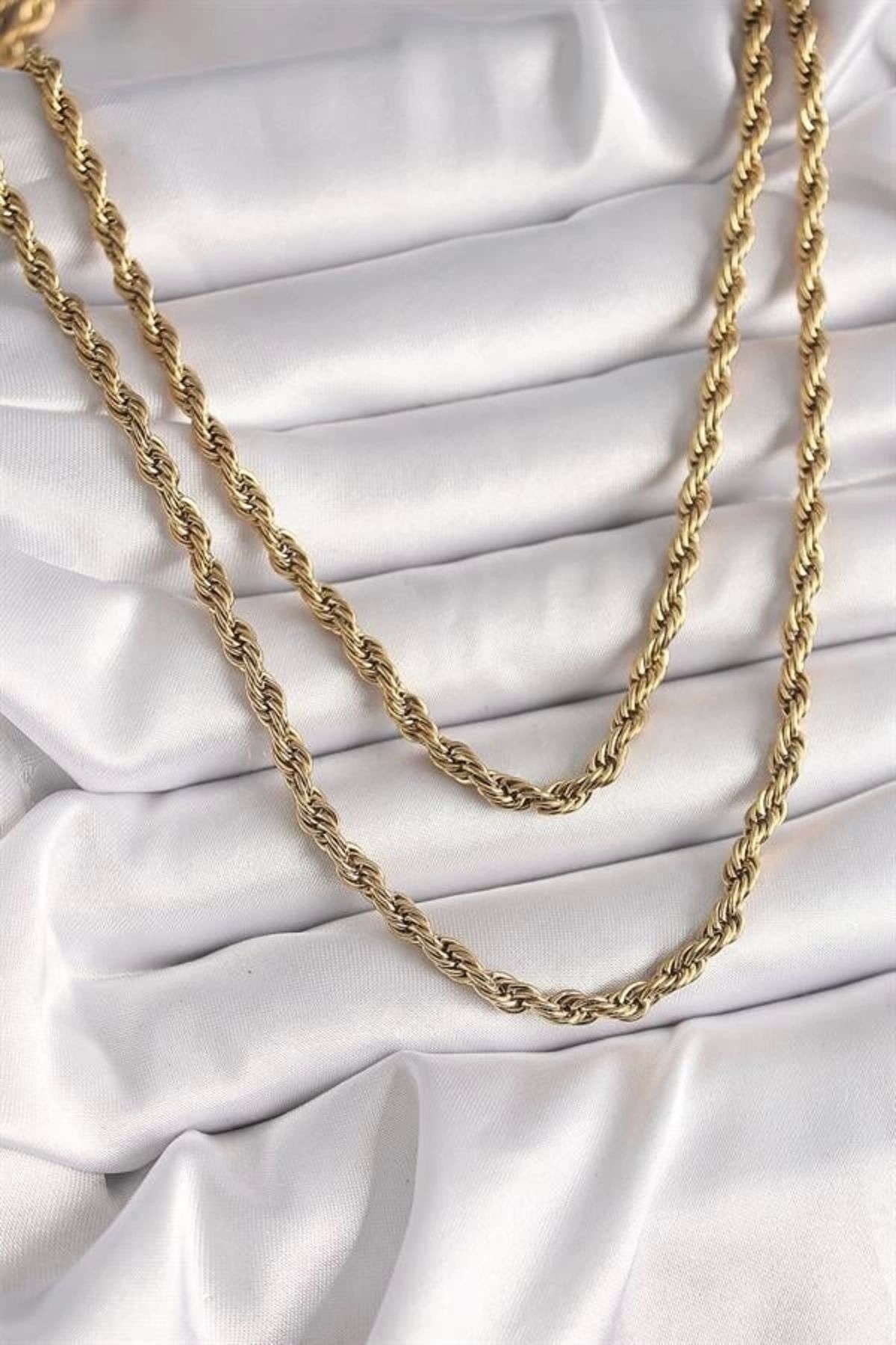 FASHIONLINE 316L Çelik Gold Renk 1 Metre Burgu Zincir Kadın Kolye