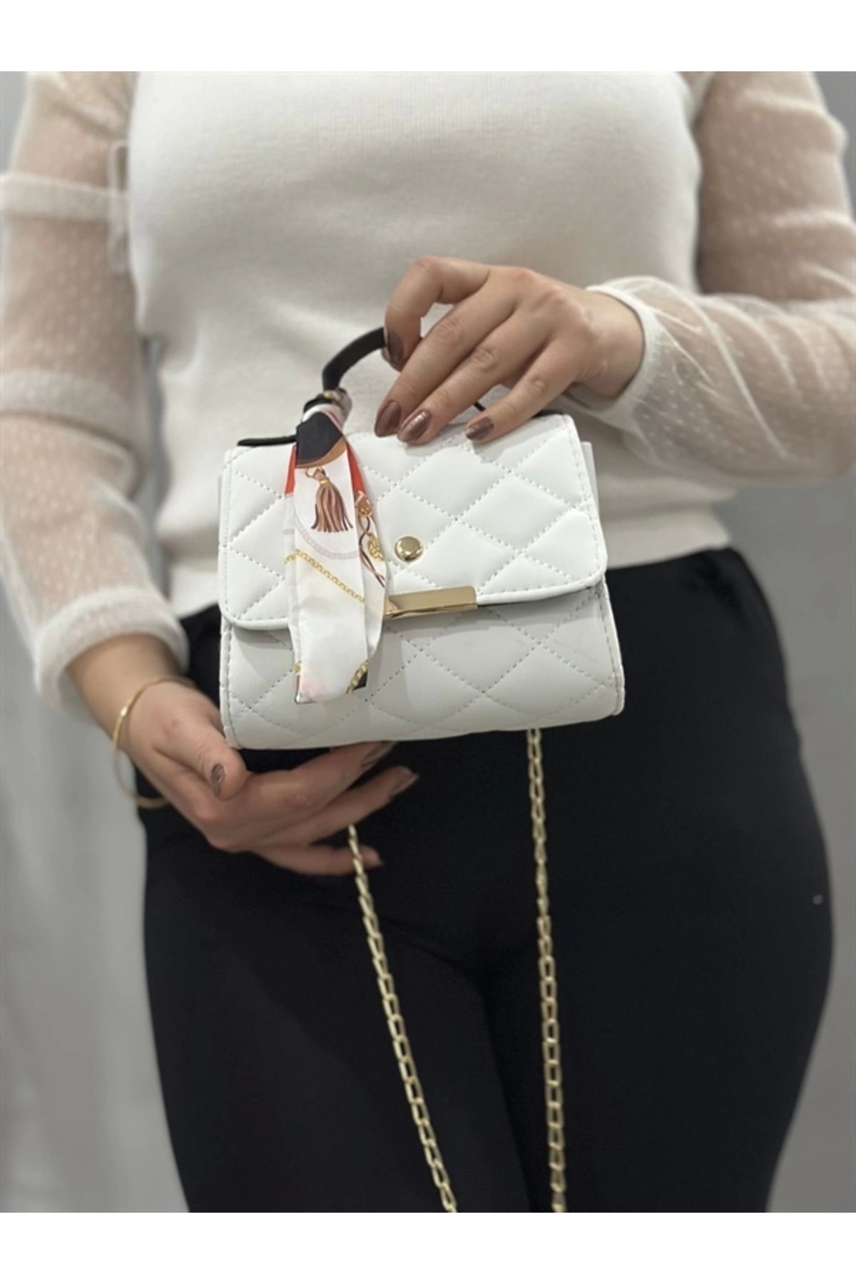 FASHIONLINE Beyaz cilt zoje çanta
