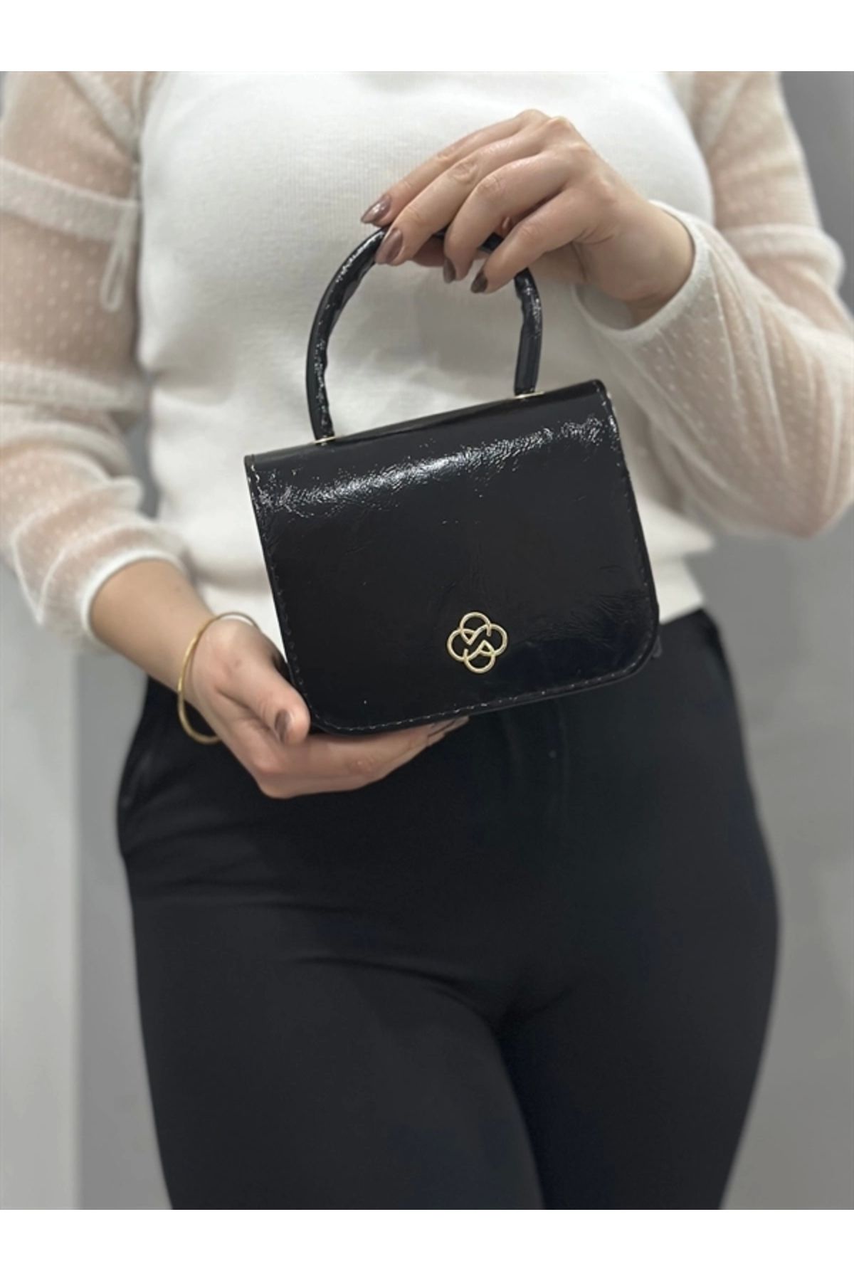 FASHIONLINE Siyah cilt krash çanta