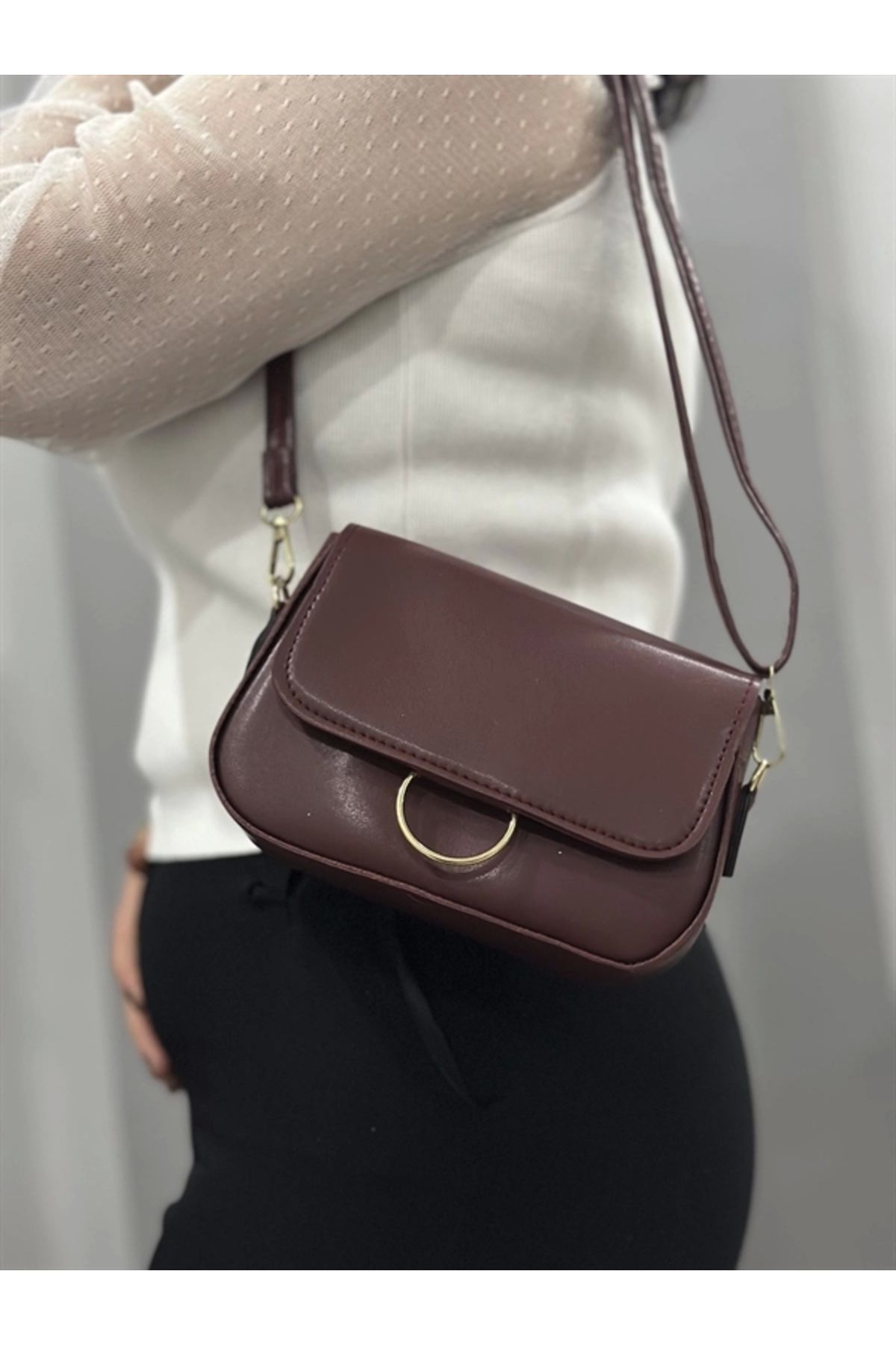 FASHIONLINE Kahve cilt mossi çanta