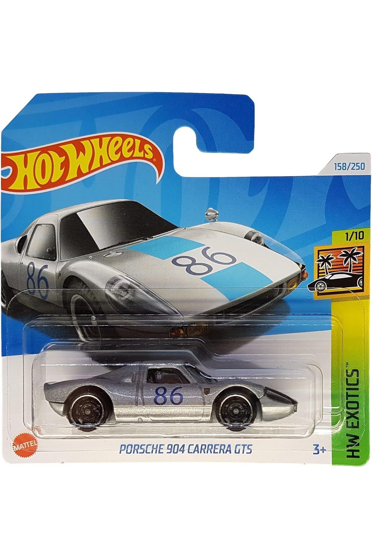 ÇAĞUR Dark Wheels - Porsche 904 Carrera GTS - HW Exotics 1/10 - HRY73 - Kısa Kart - Gümüş Metalik - Ma