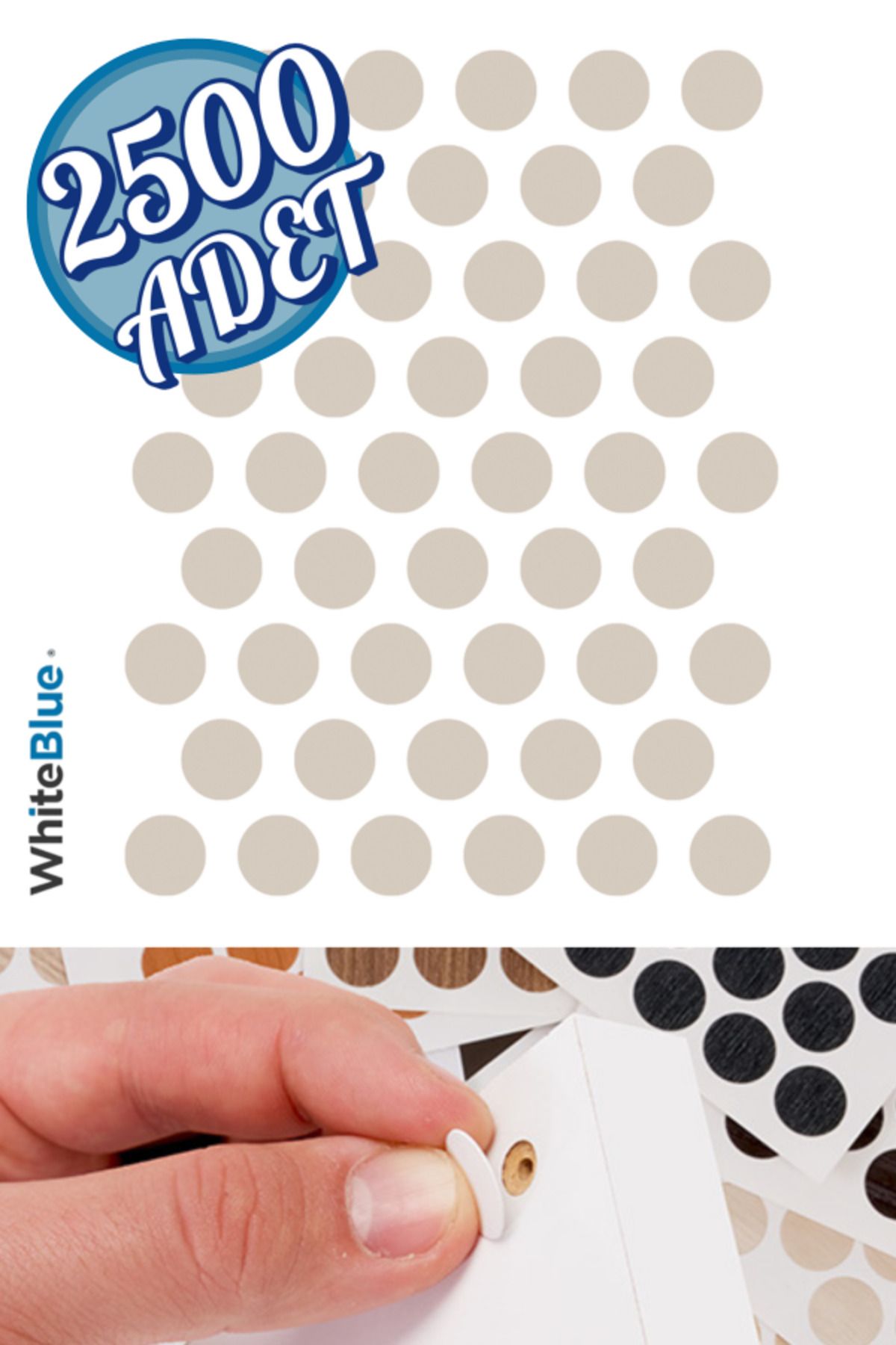 WhiteBlue Kaşmir Bute Vida Tapası Yapışkanlı 14mm