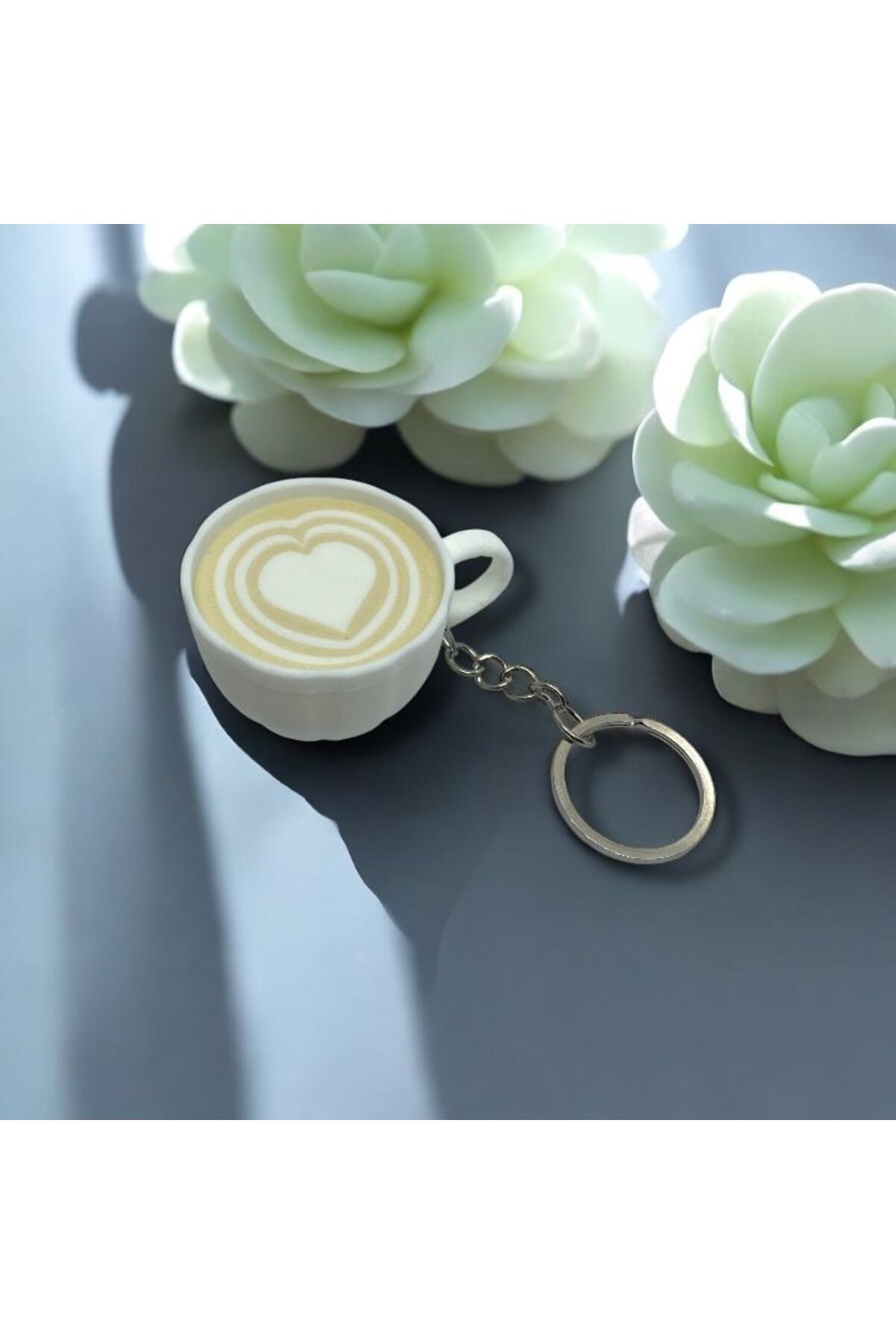 Rakun Robotik Latte Art Kahve Fincanı Anahtarlık 3D Baskı