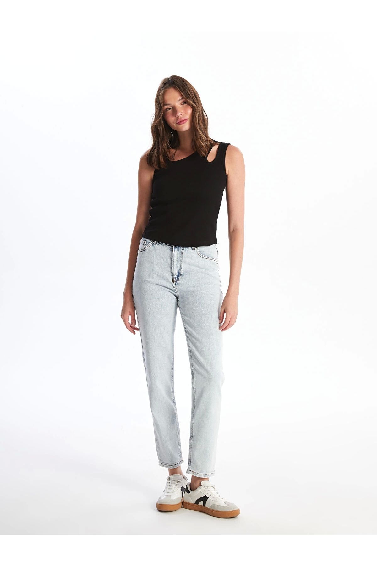 LC Waikiki XSIDE Mavi Yüksek Bel Slim Mom Kadın Jean Pantolon