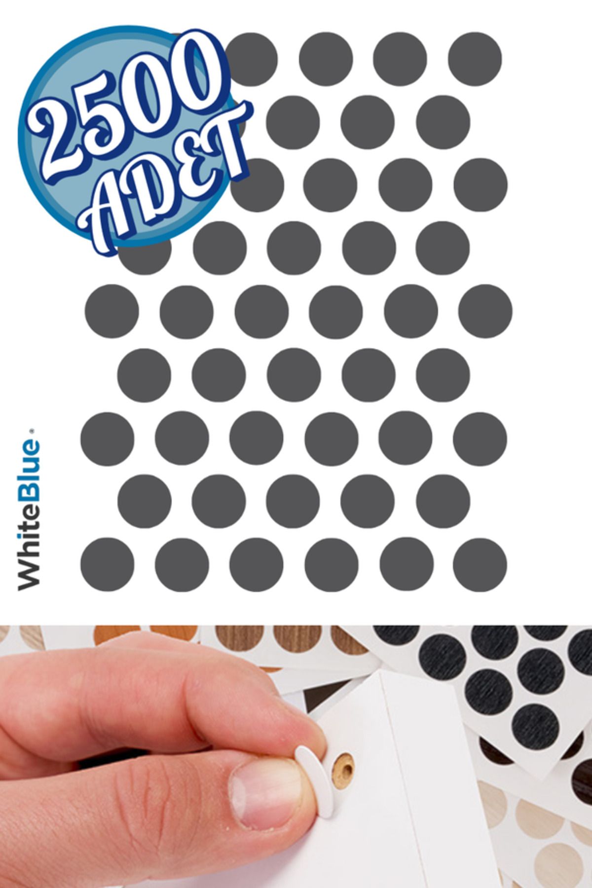 WhiteBlue Koyu Gri Vida Tapası Yapışkanlı 14mm