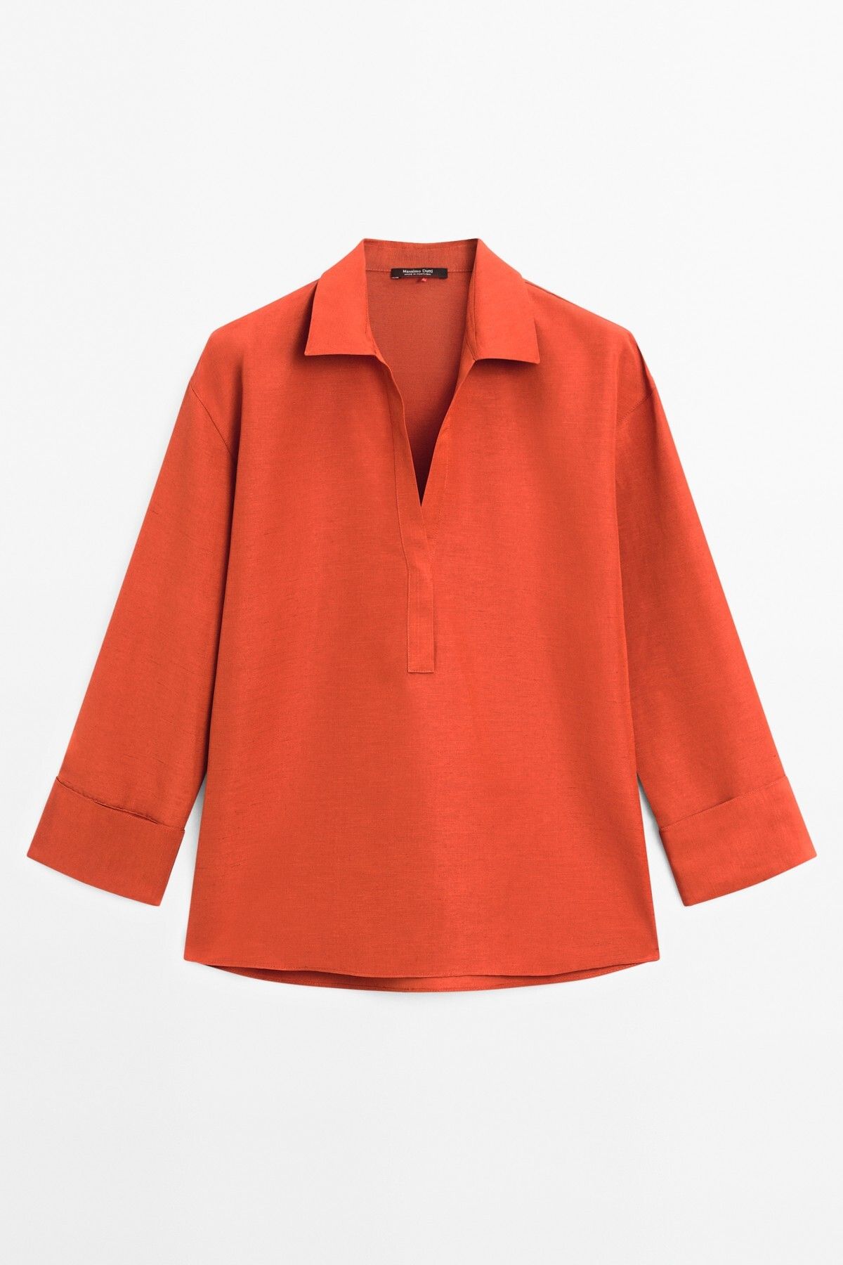 Massimo Dutti Ketenli polo yaka bluz