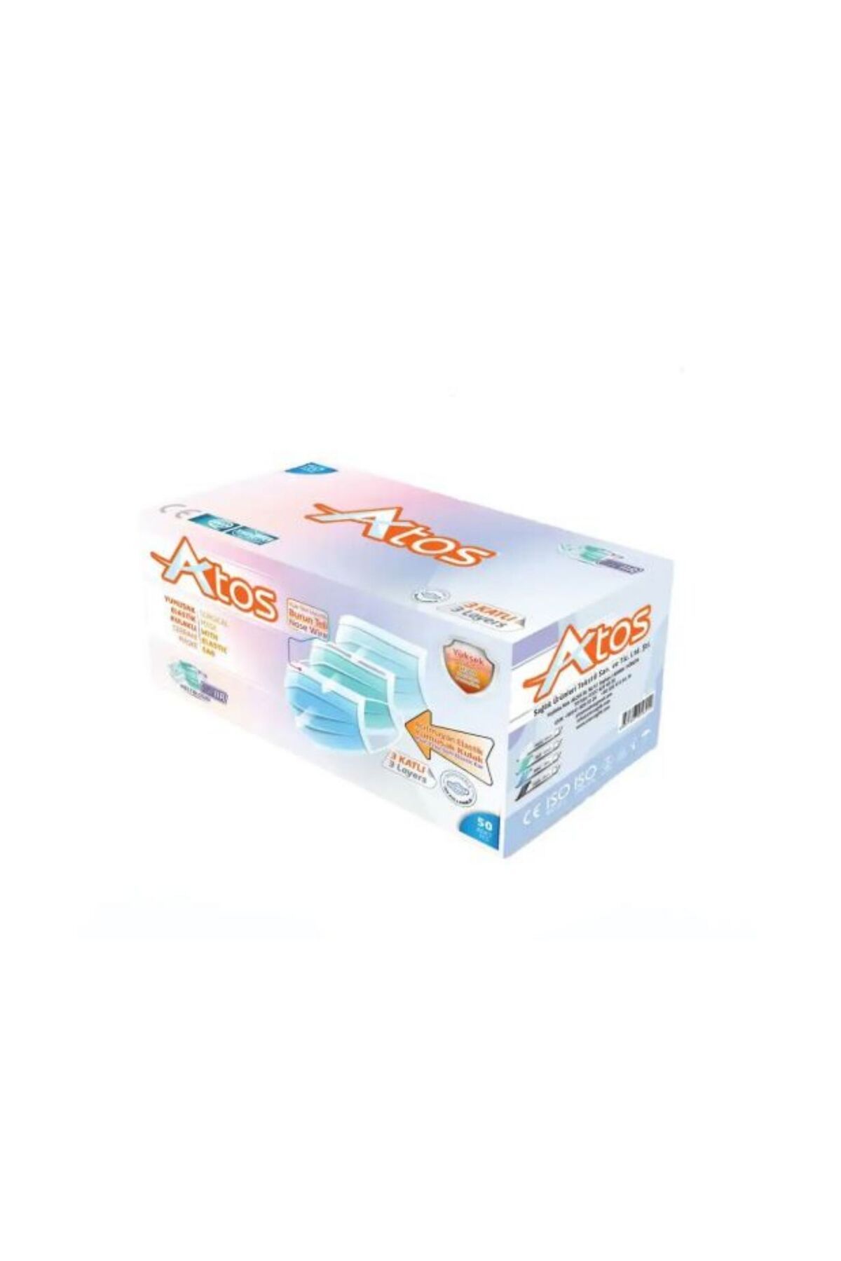 ATOS - MASKE LASTİKLİ BEYAZ 3KATLI 50 ADET