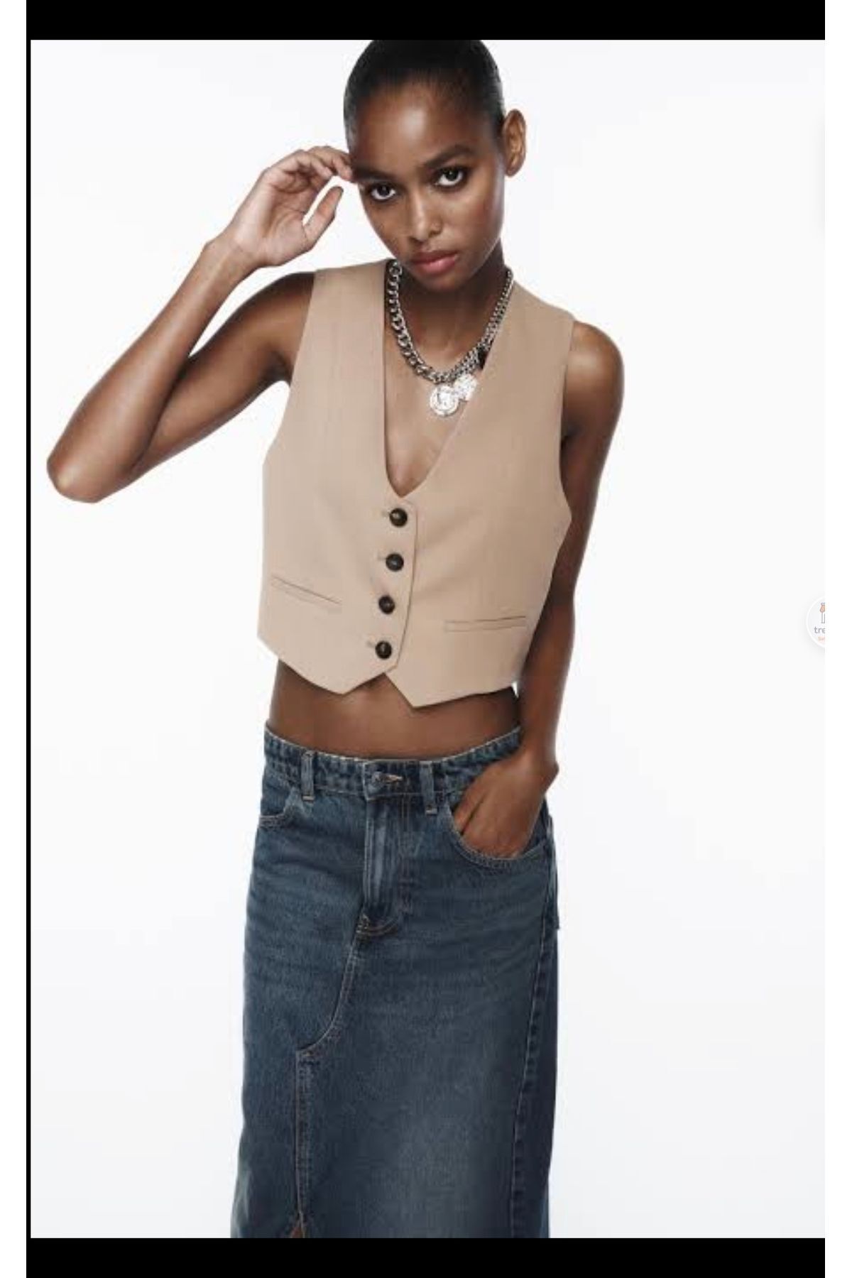 Butik ALLBUCKS ZR ASTARLI KUMAŞ KISA CROP YELEK ABZRA4532