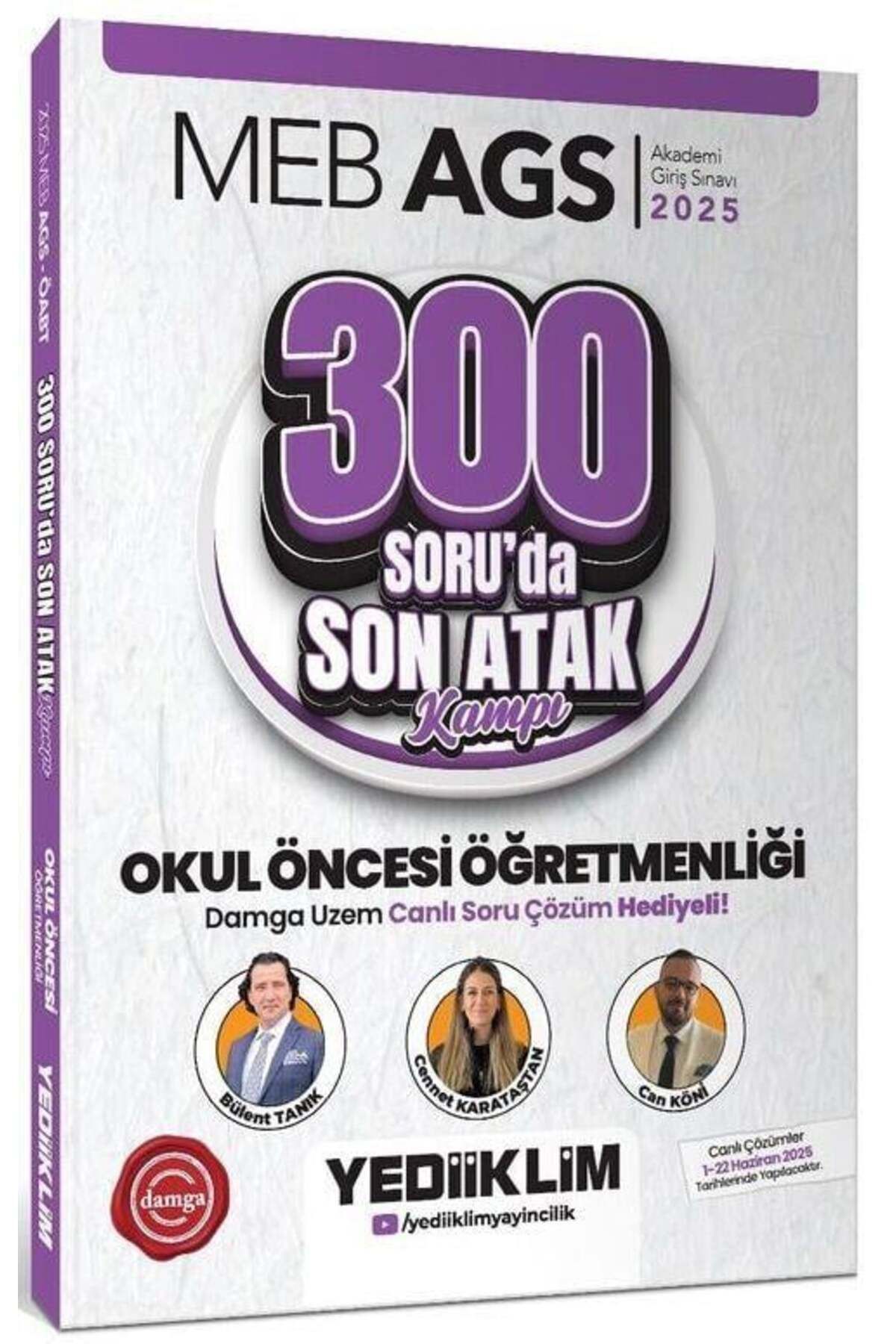 Yediiklim Yayınları Meb Ags Öabt Okul Öncesi Öğretmenliği 300 Soru Son Atak Kampı Damga Uzem Canlı Soru Çözüm HEDİYELİ