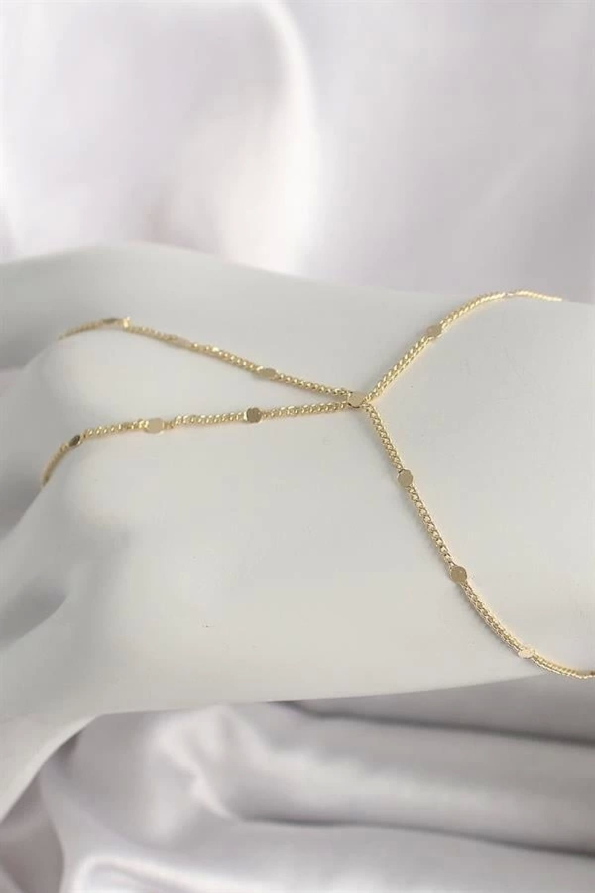 FASHIONLINE Pirinç Gold Renk Pul Detaylı Kadın Şahmeran