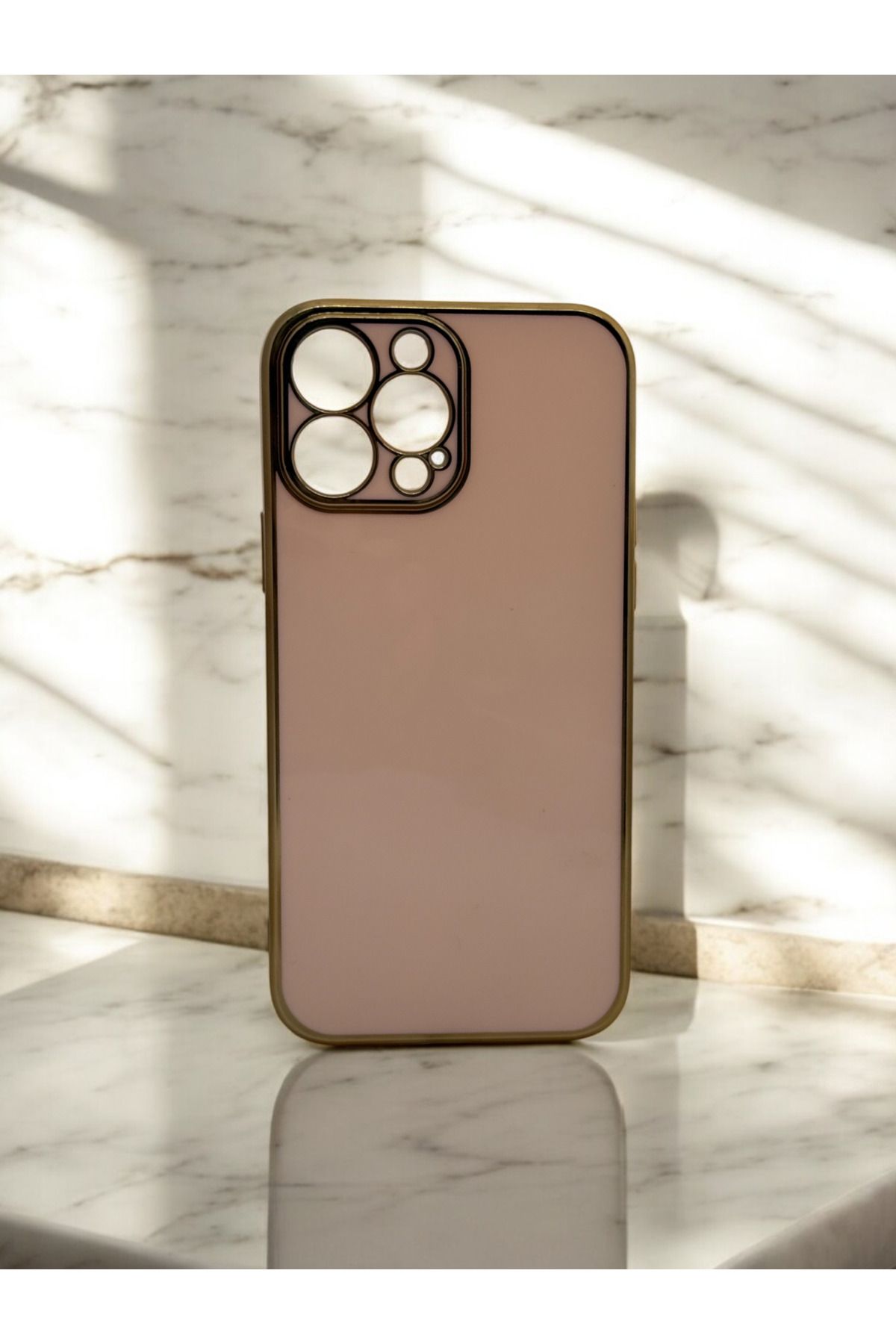 DUBİGOLD İPHONE 13 PRO MAX UYUMLU PARLAK GOLD DETAYLI BARK TELEFON KILIFI