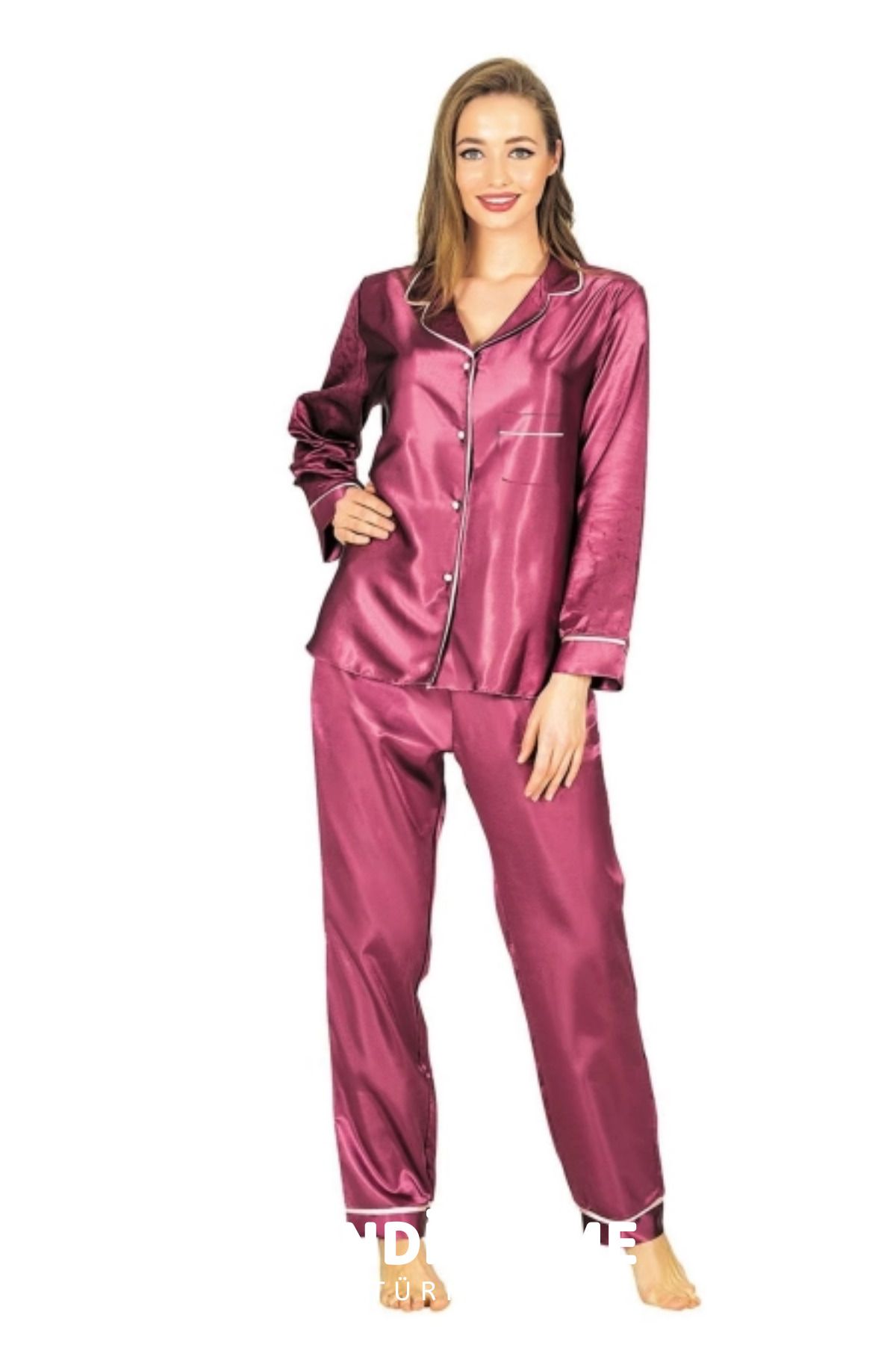 HOBİ CONDİ New Premium Özel Seri Tasarım Model Rahat Çeyizlik Kadın Zarif Saten Pijama Takımı