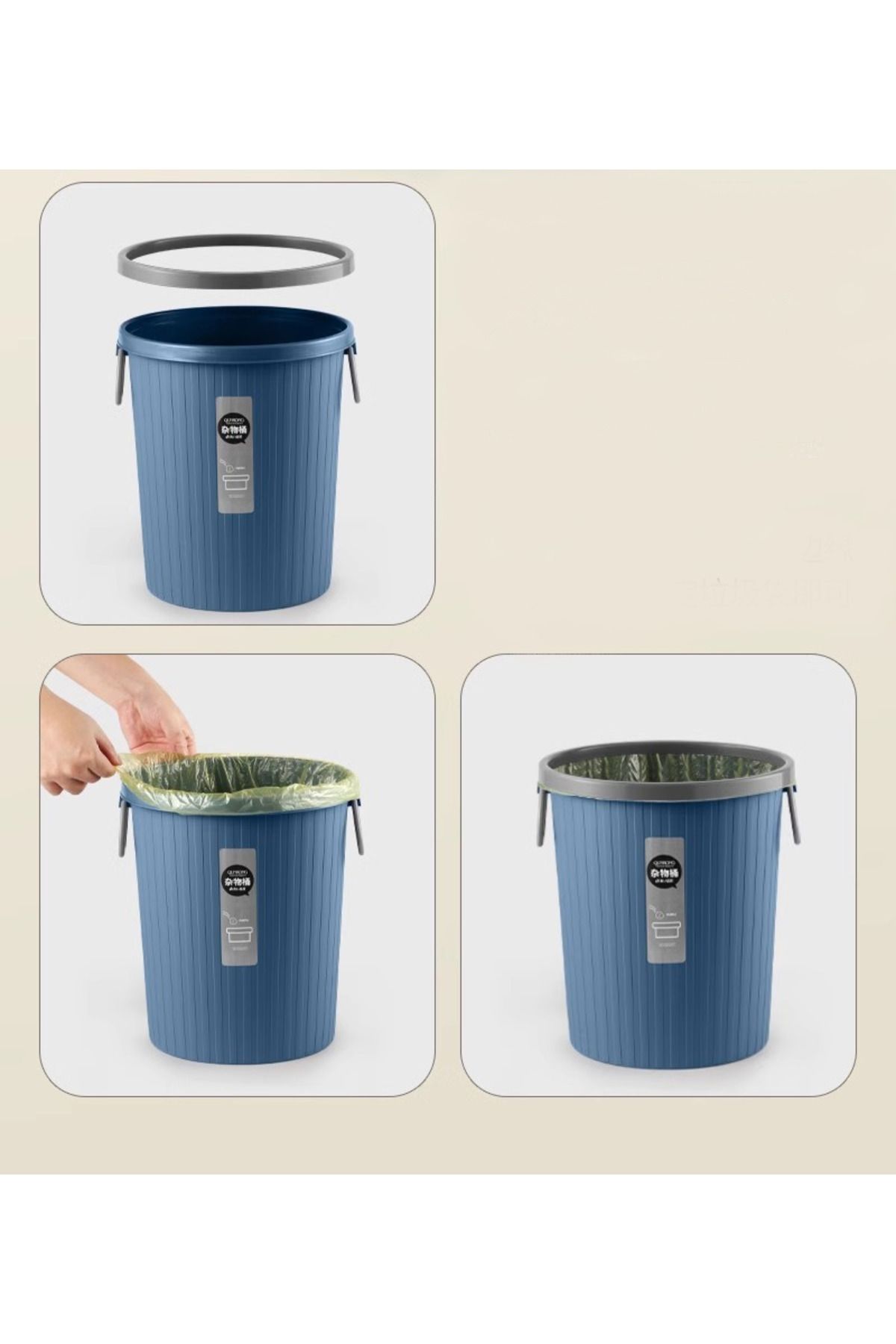 ABYZ-Waste Bin, 14l, Round, Plastic, Blue Color 3