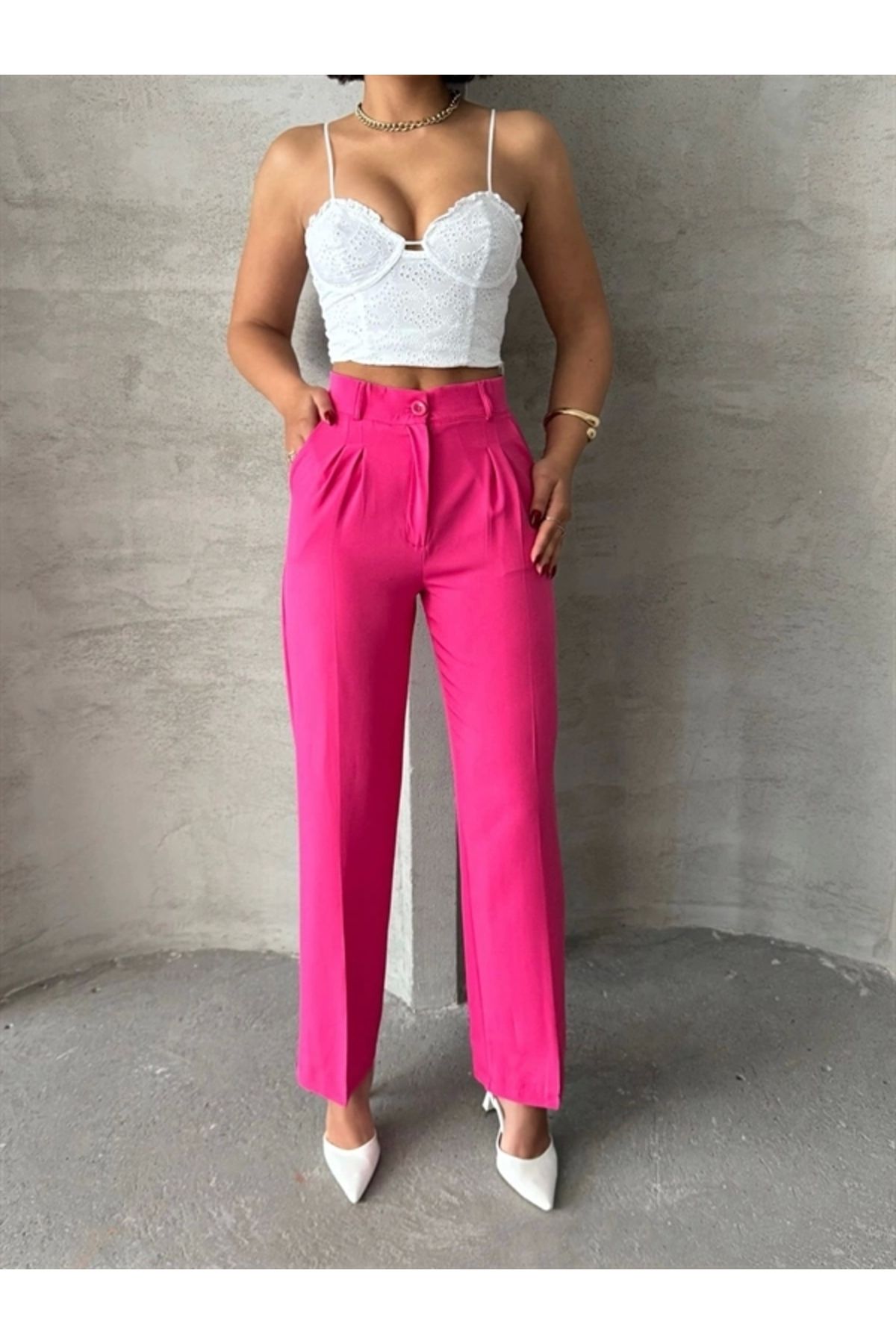 FASHIONLINE Palazzo fuşya pantolon