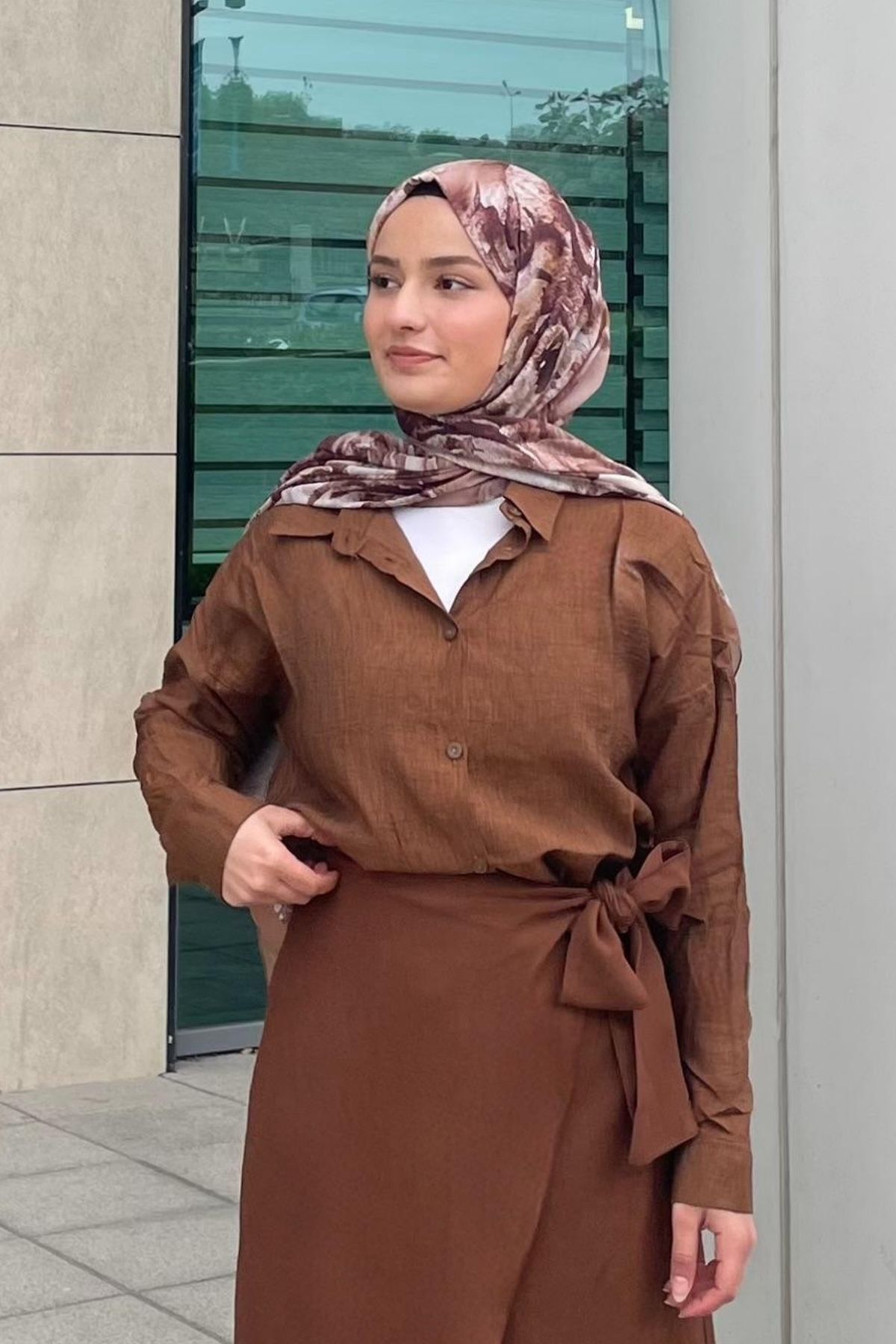 Qenz Ağaç Kabuğu Basic Gömlek -Kahverengi