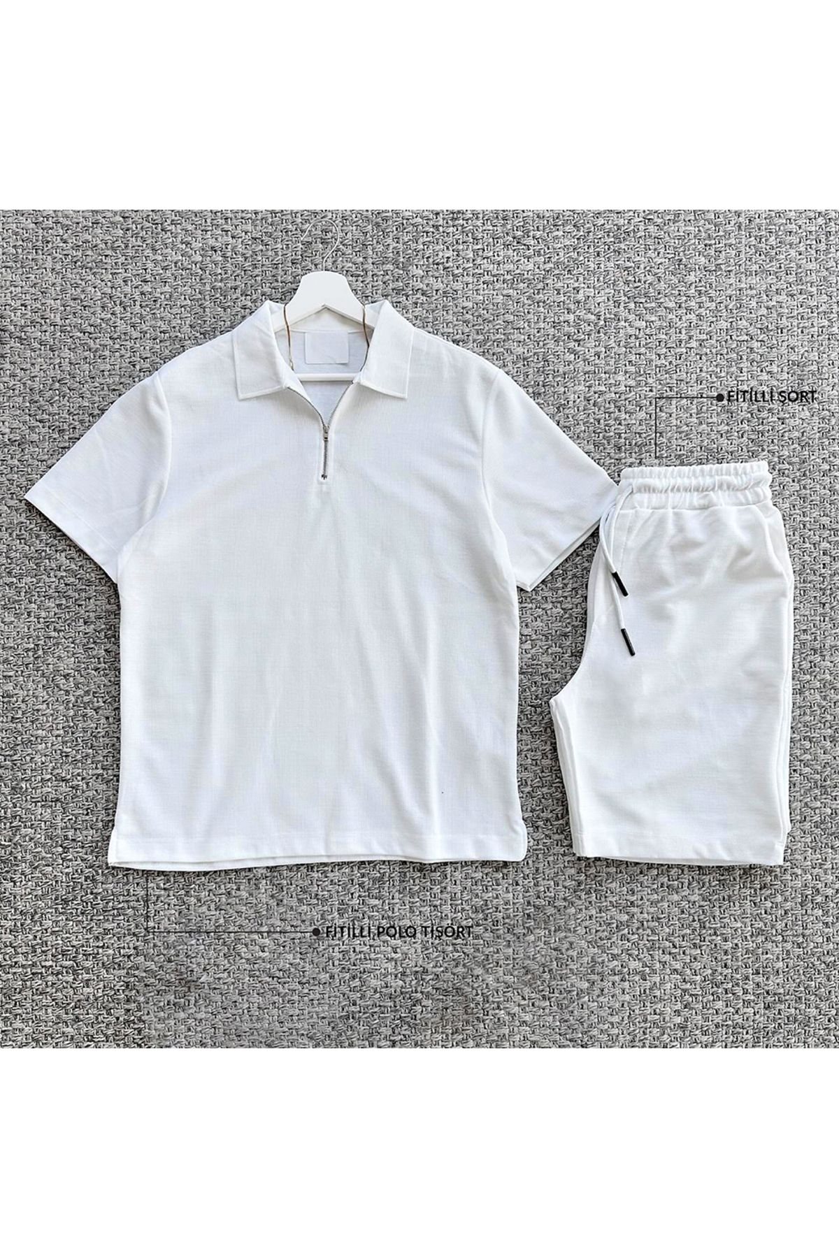 blucombin Fitilli Alt Üst Takım Polo Tişört ve Şort 2li Set