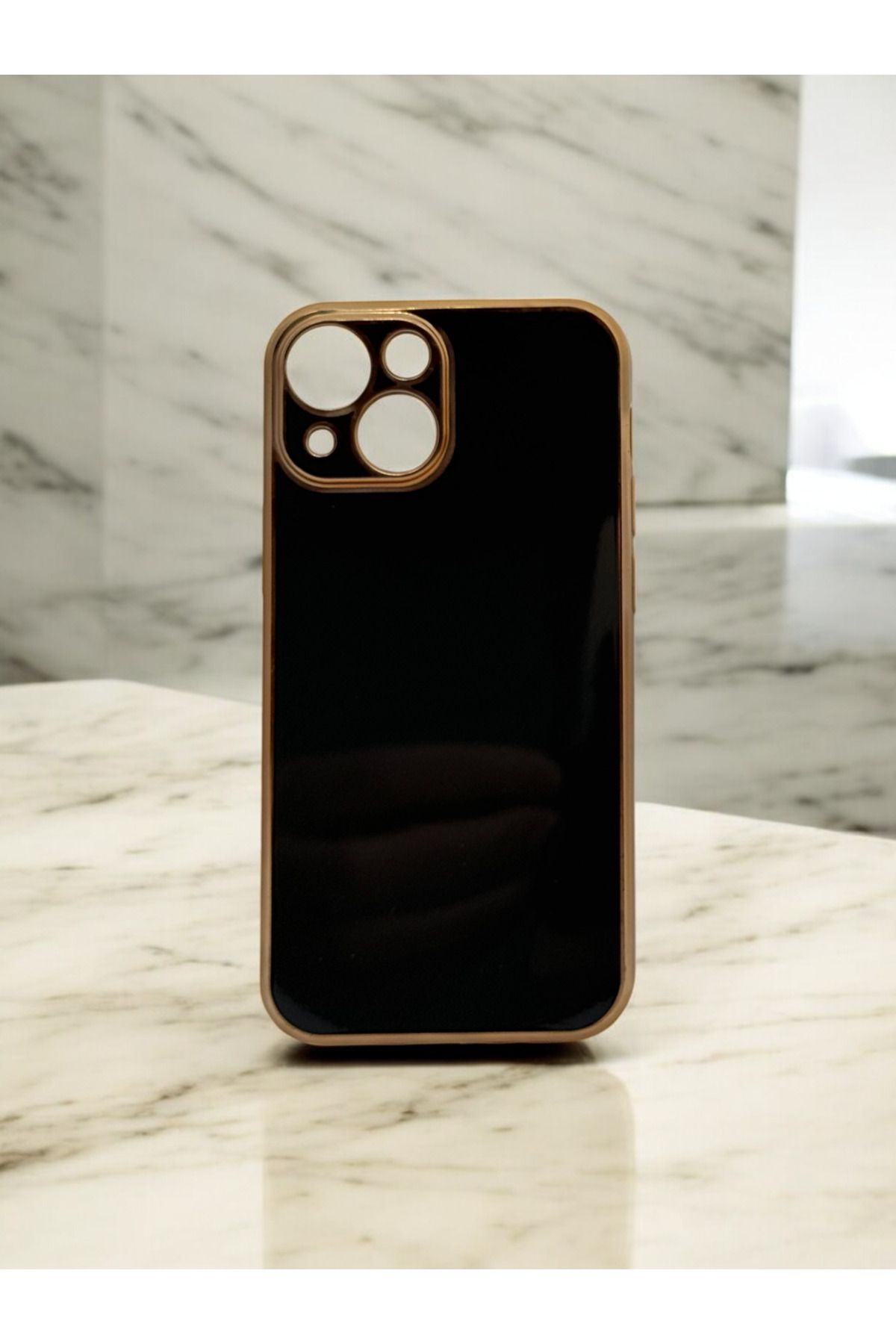 DUBİGOLD İPHONE 13 MİNİ UYUMLU PARLAK GOLD DETAYLI BARK TELEFON KILIFI