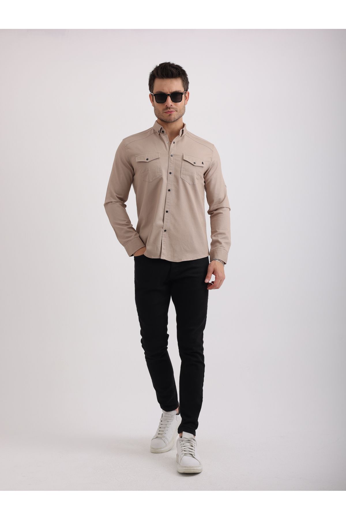 Sabe Erkek Slim Fit Taş Likralı Kot Gömlek