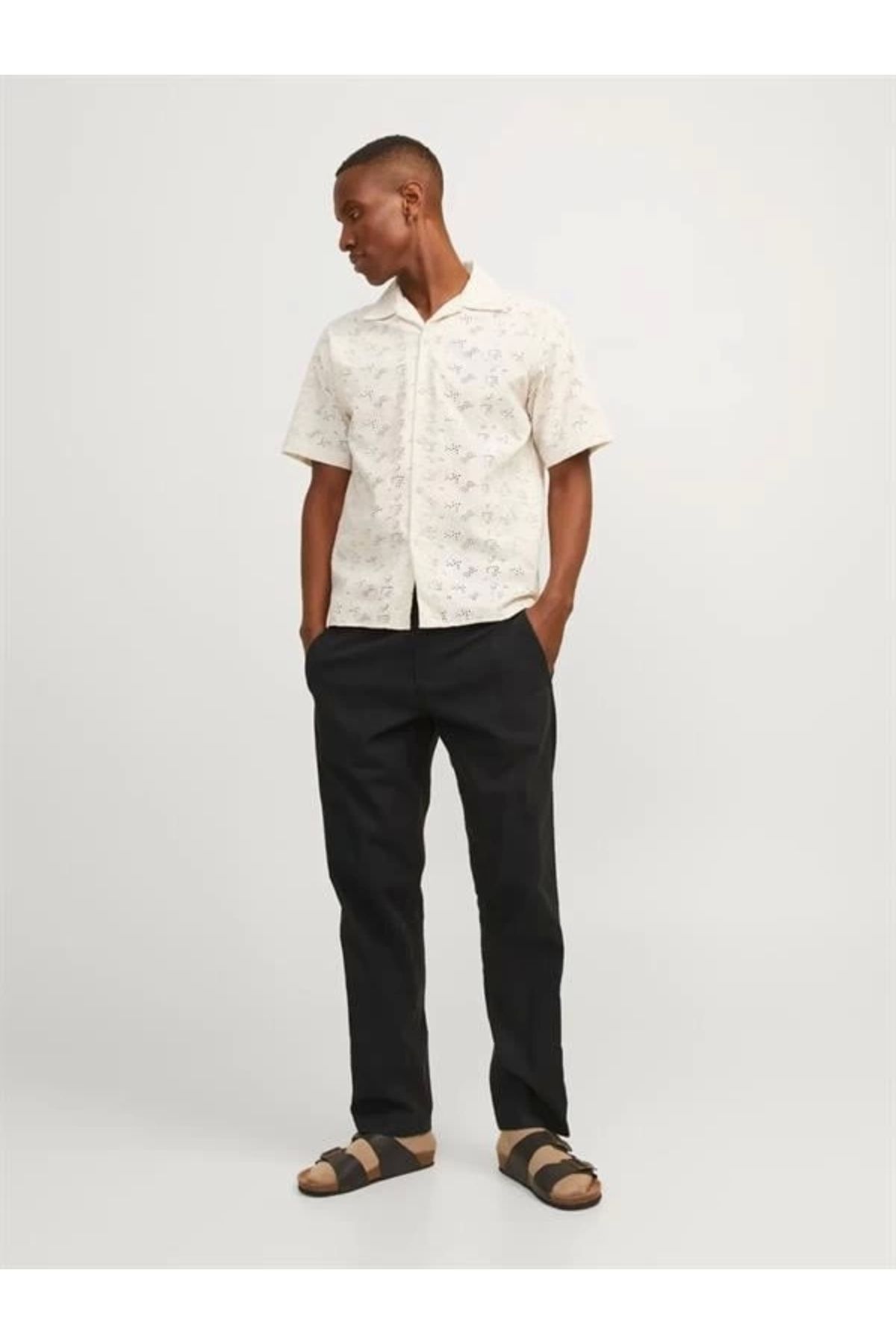 Alisim 12248606 Relaxed Fıt Beli Lastikli Keten Jogger Erkek Pantolon Siyah