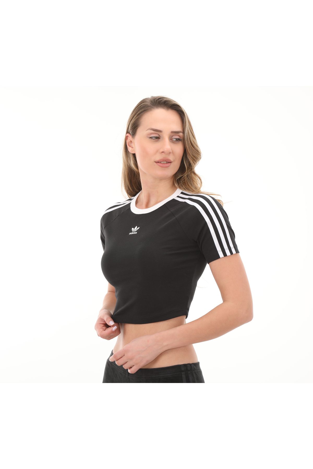 adidas IU2532-K adidas 3 S Baby Tee Kadın T-Shirt Siyah